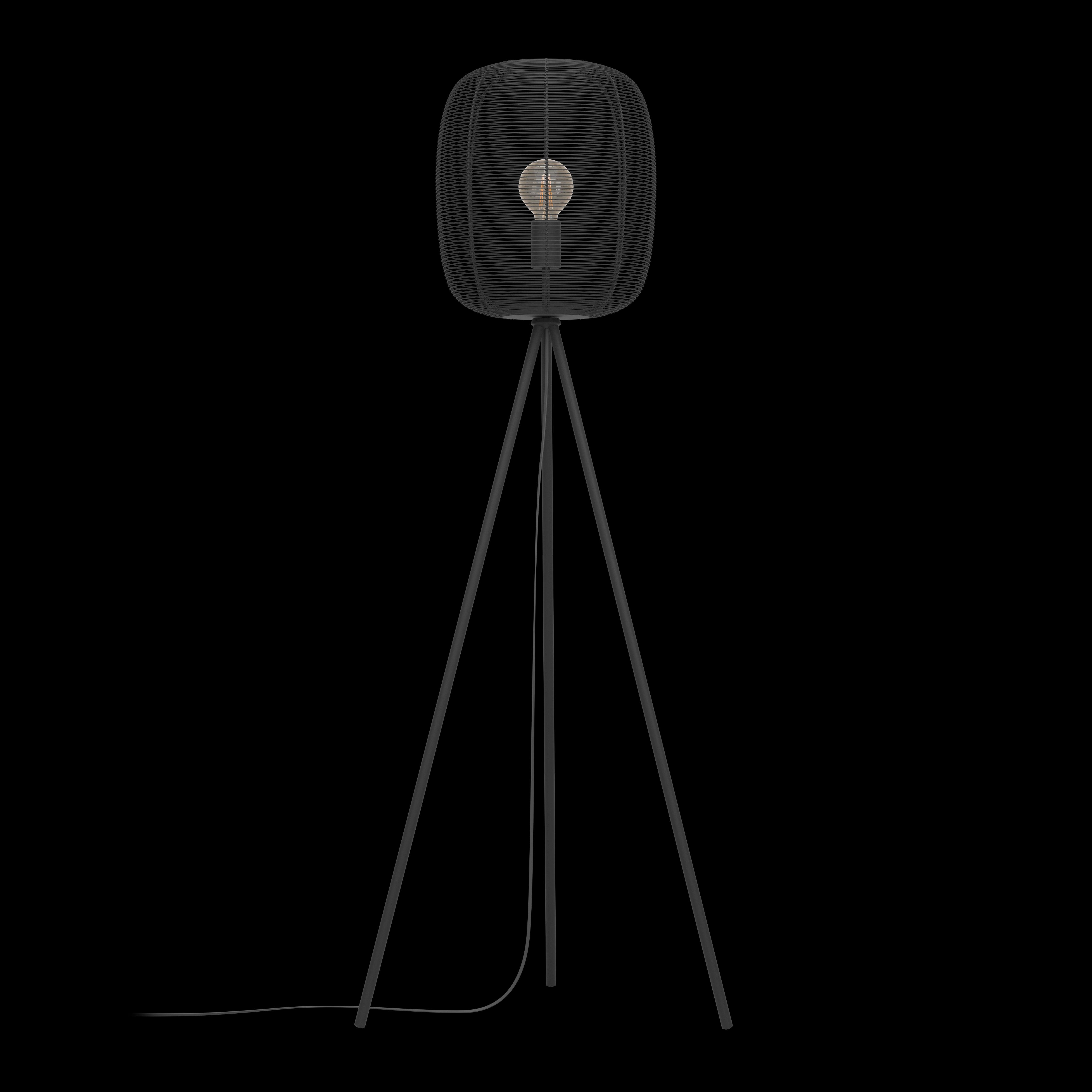eglo rinroe black tripod floor lamp industrial caged shade living room image