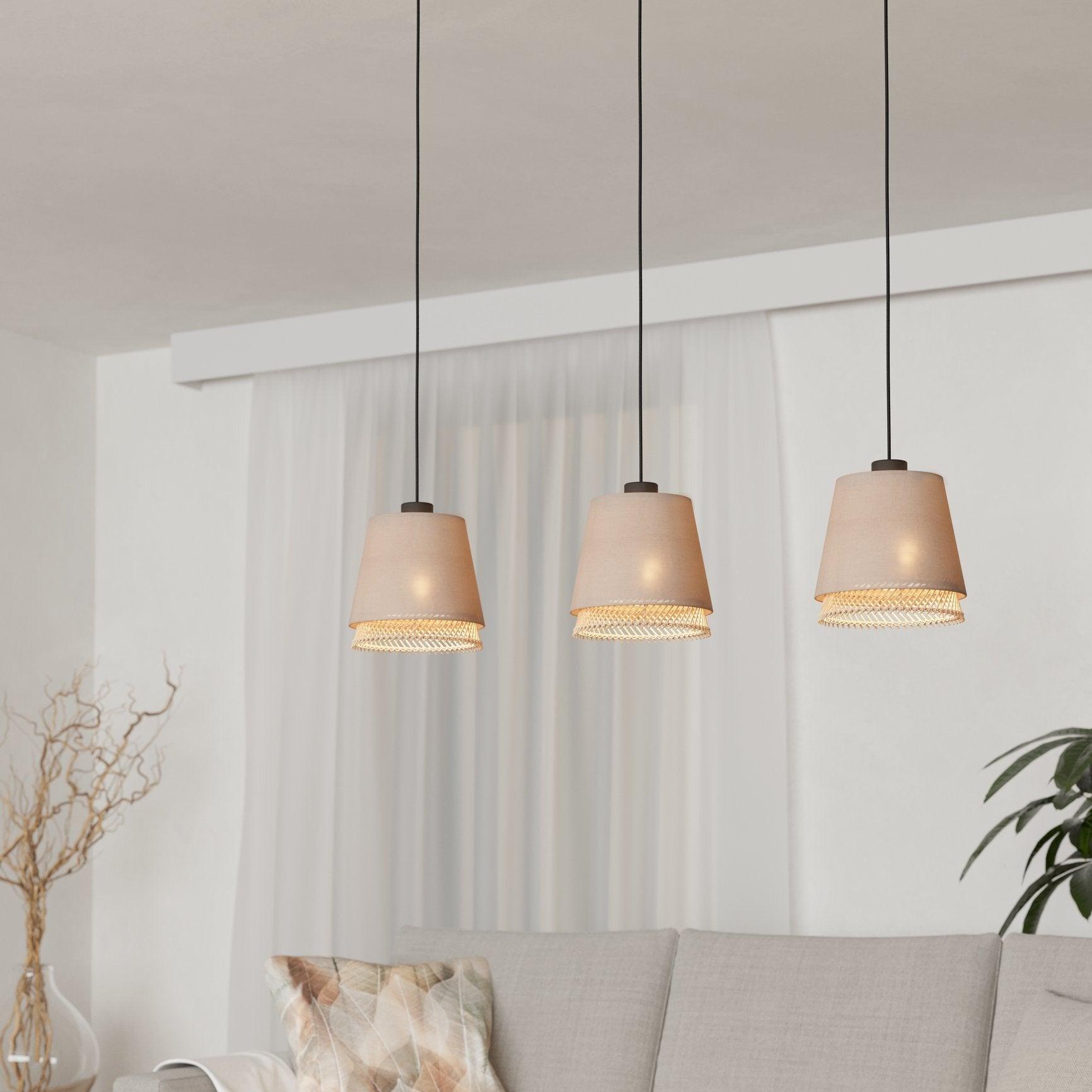eglo tabley 3 light linen bamboo ceiling pendant