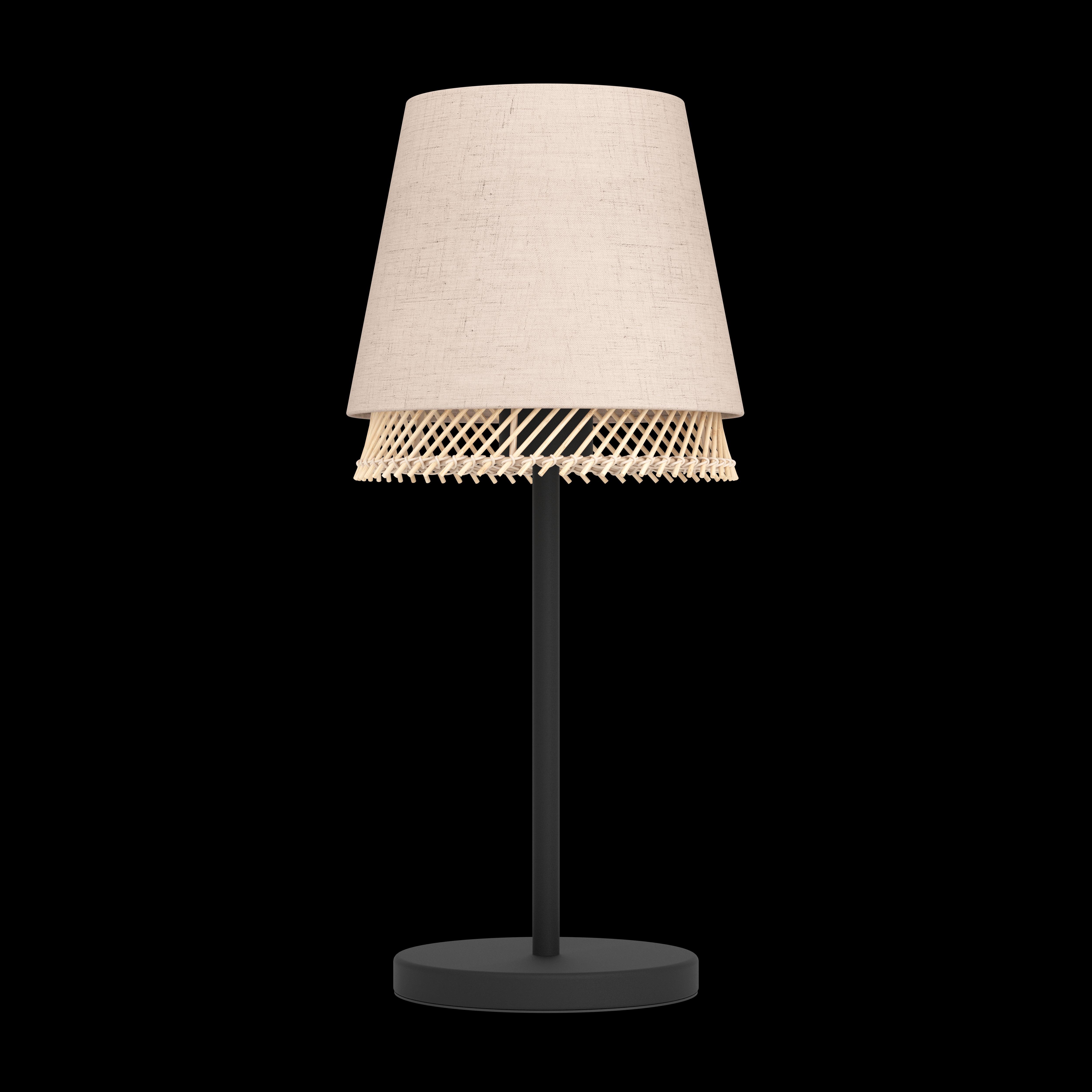 eglo tabley black metal table lamp fabric wood shade living room image