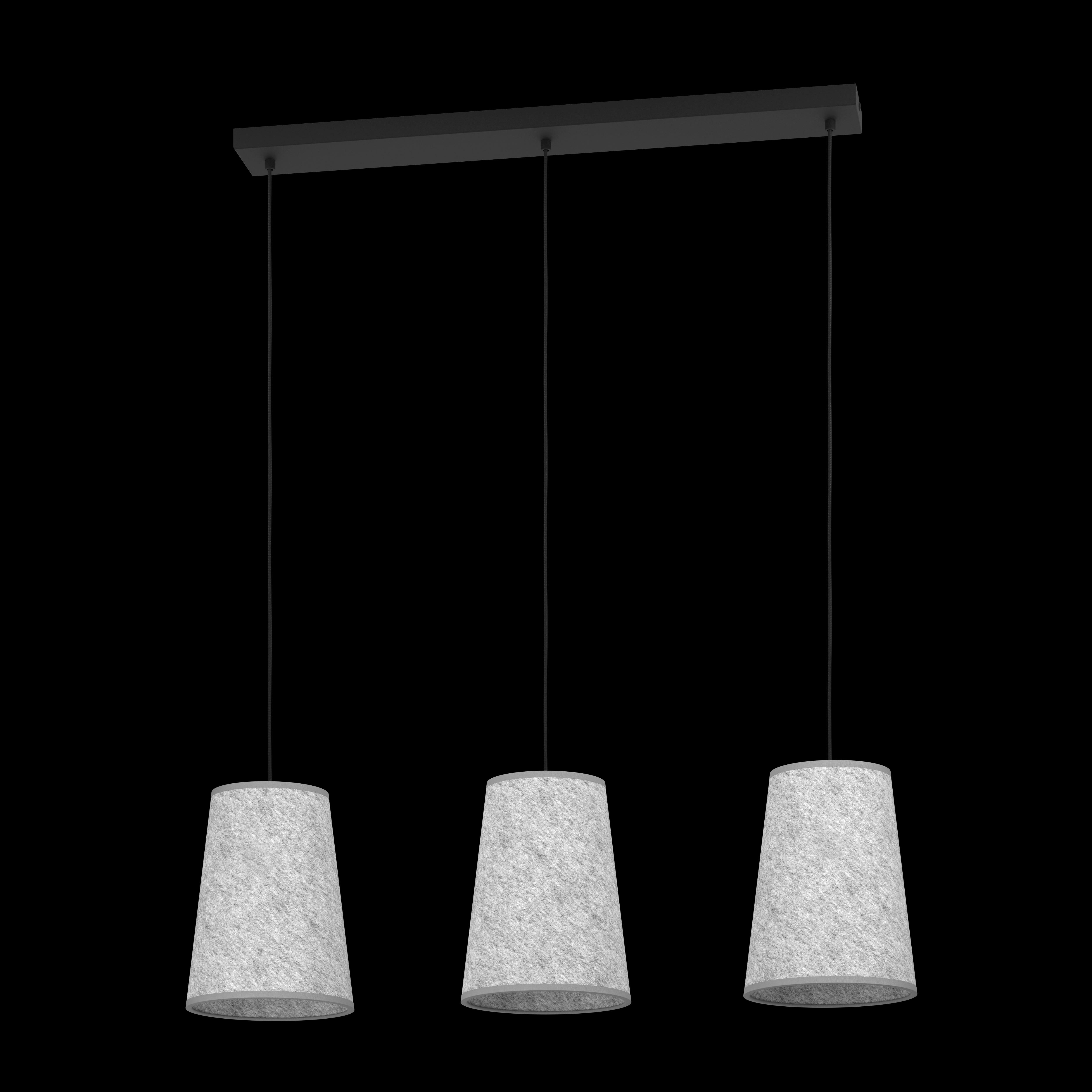 eglo alsager 3 light grey felt conical ceiling pendant living room close up