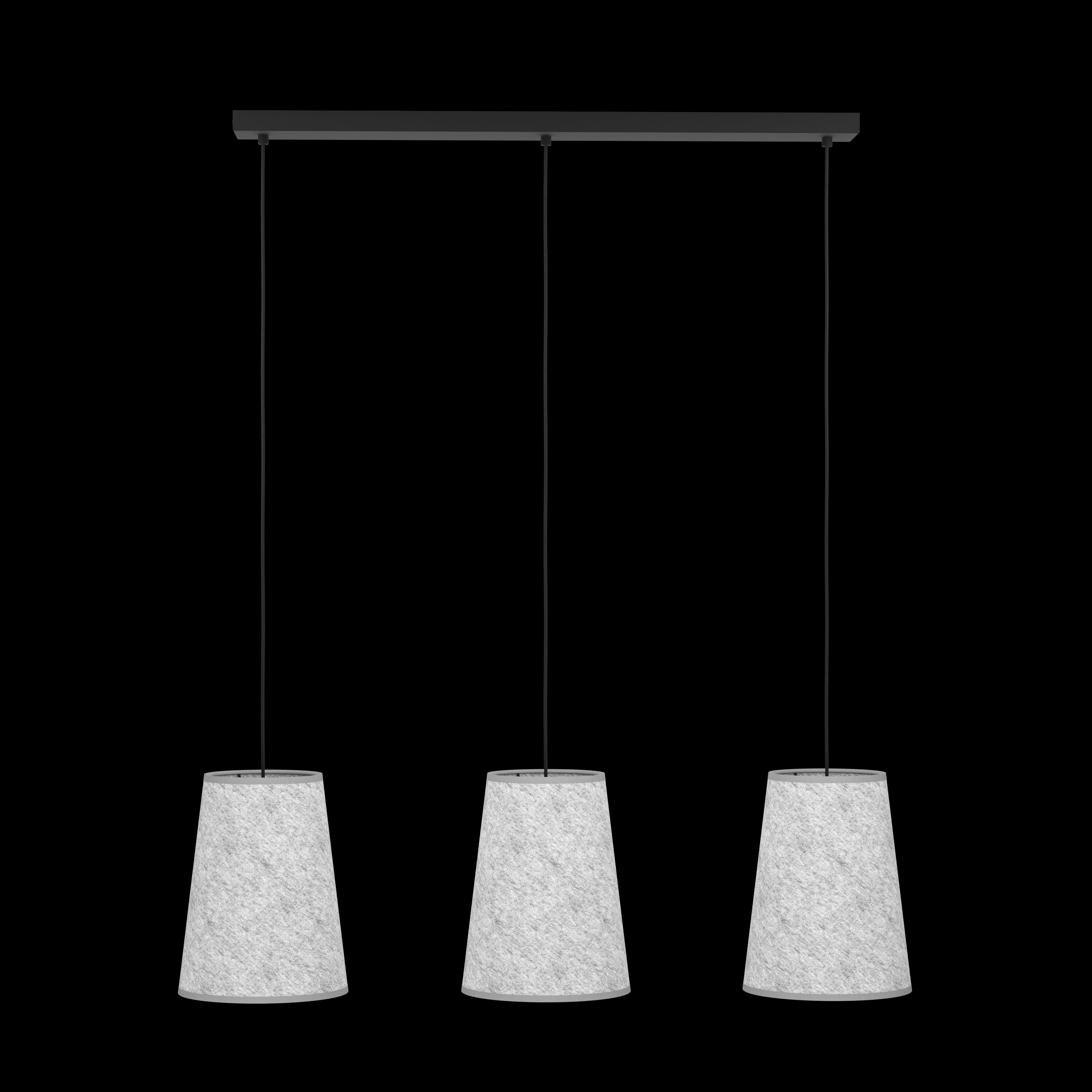 eglo alsager 3 light grey felt conical ceiling pendant living room image