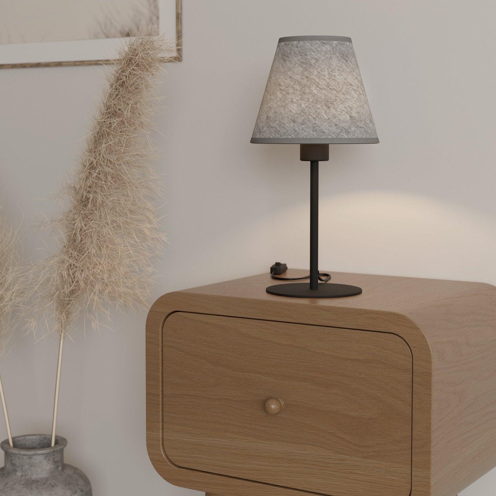 eglo alsager black table lamp grey felt shade