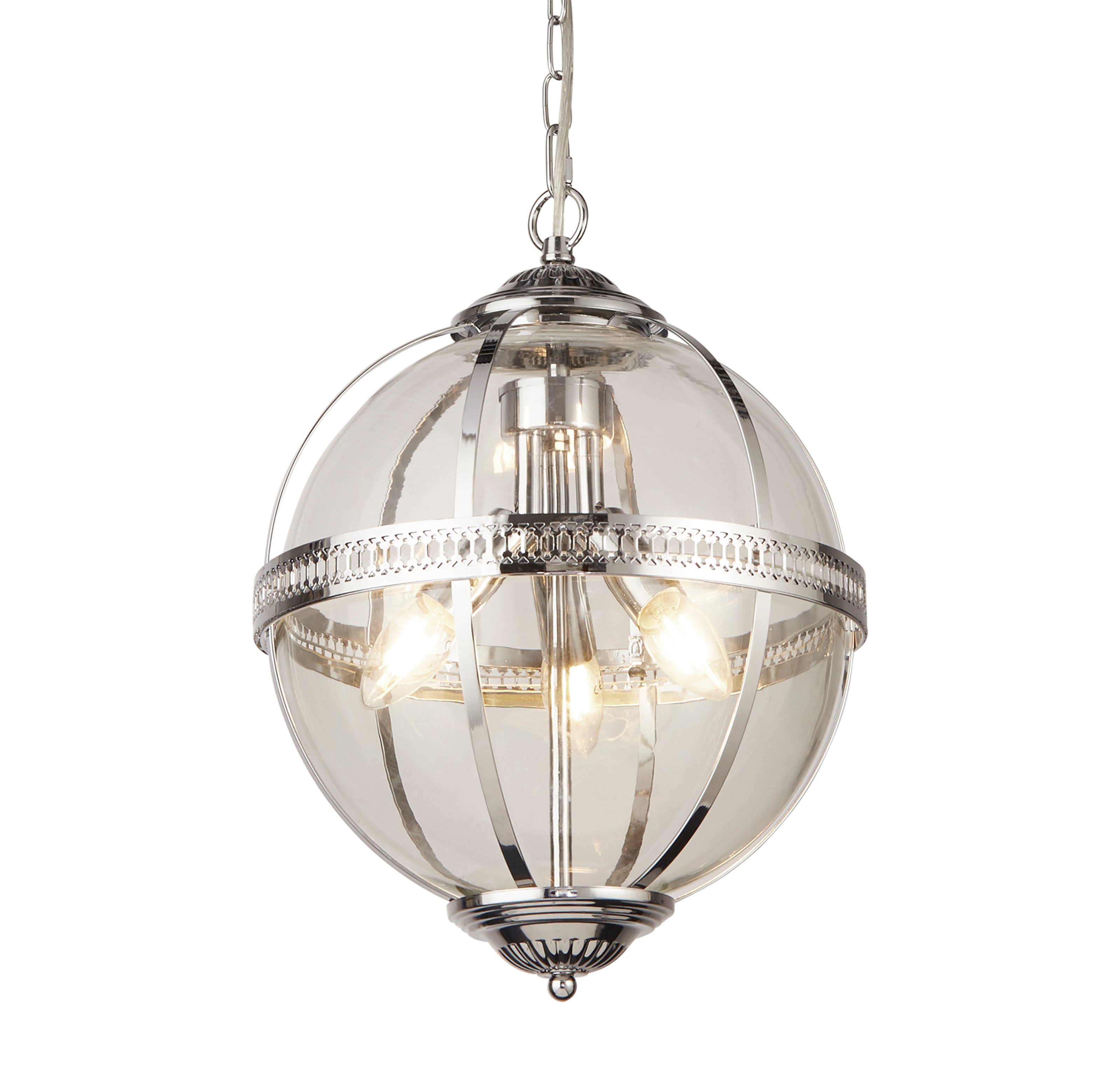 Searchlight Coronet 3 Light Chrome & Glass Pendant