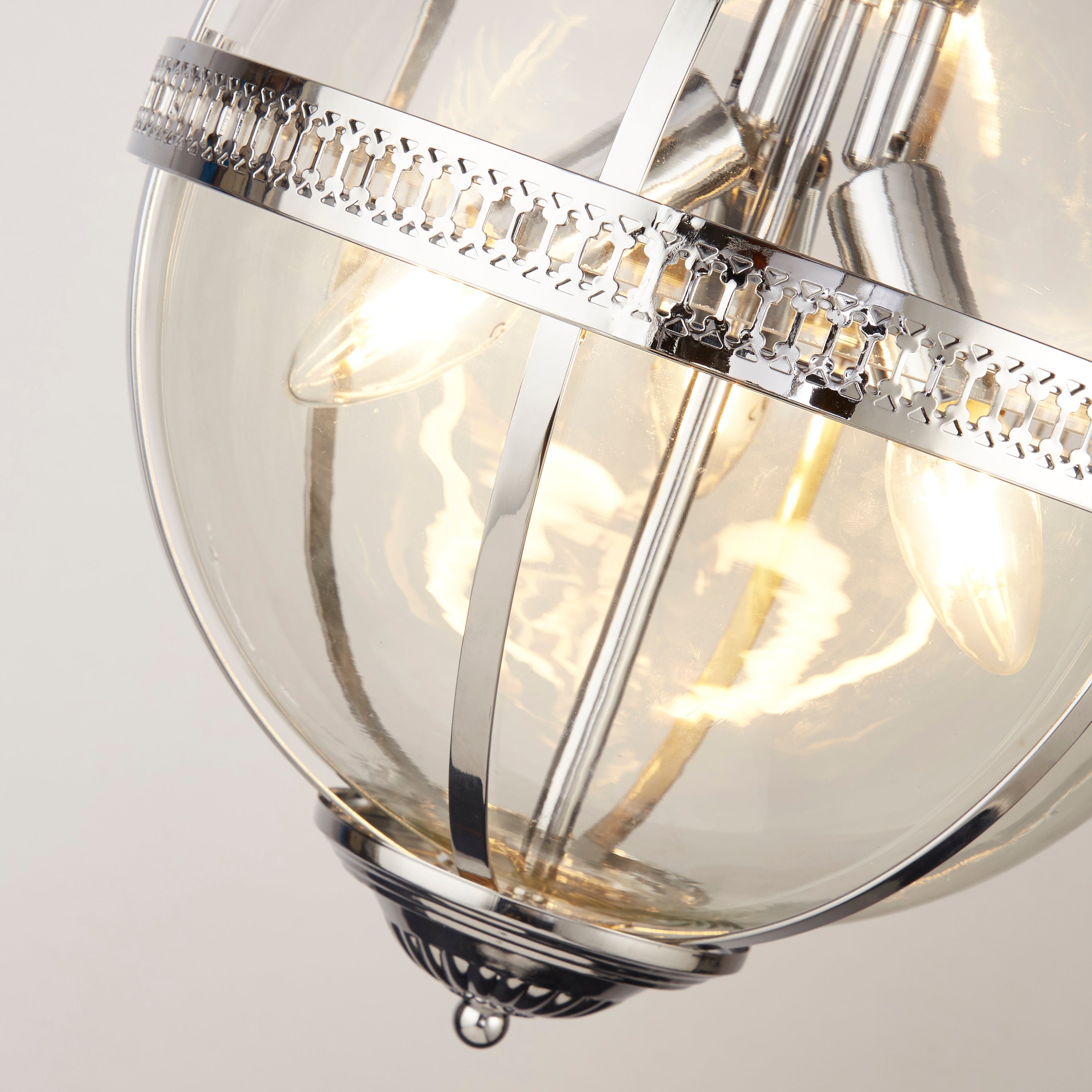 Searchlight Coronet 3 Light Chrome & Glass Pendant