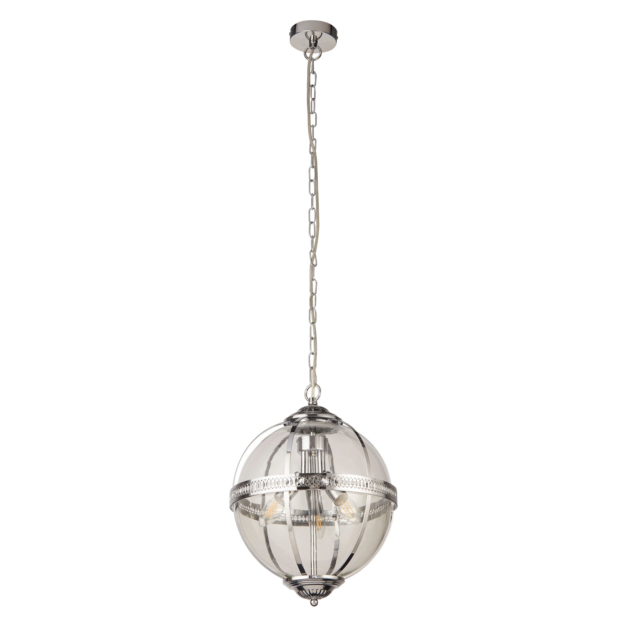 Searchlight Coronet 3 Light Chrome & Glass Pendant