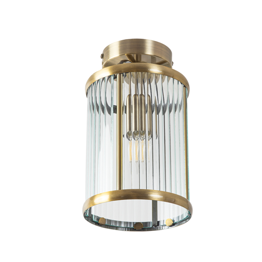 Fern Antique Brass Flush Hallway Ceiling Light-OPEN-BOX-50-04-09-26