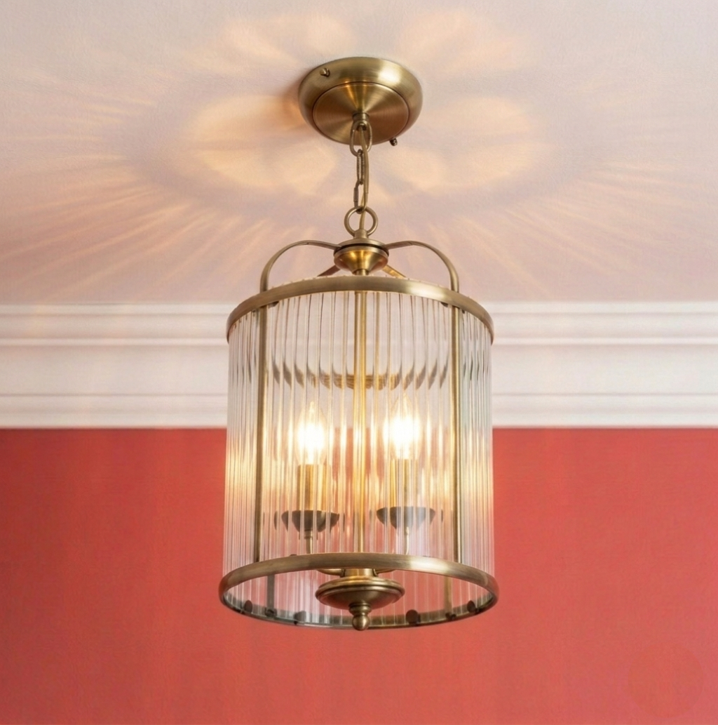 Fern Double Antique Brass Hallway Ceiling Light