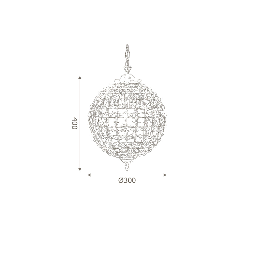 Ballon 1 Light Antique Brass Pendant Ceiling Light - 30cm