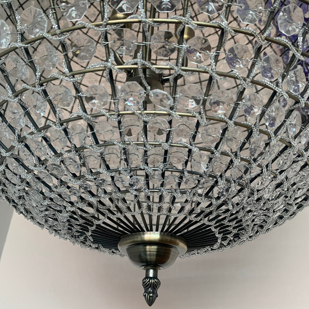 Ballon Antique Chrome & Acrylic Beaded Pendant - 60cm