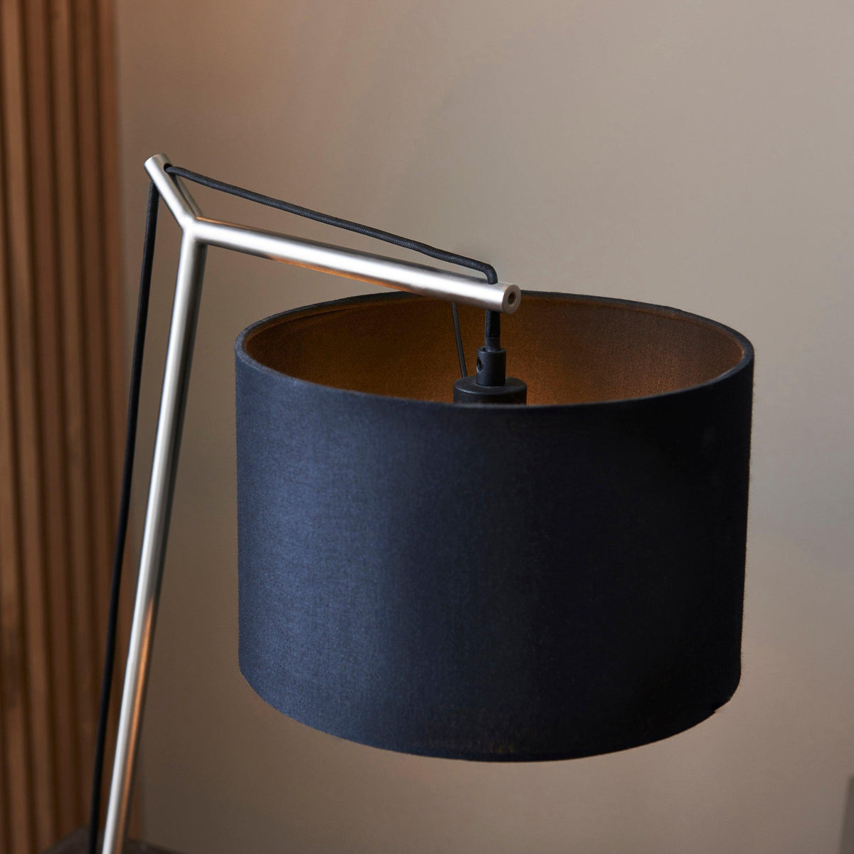 Wimbledon Matt Nickel Table Lamp - Black Shade-warehouse-180926