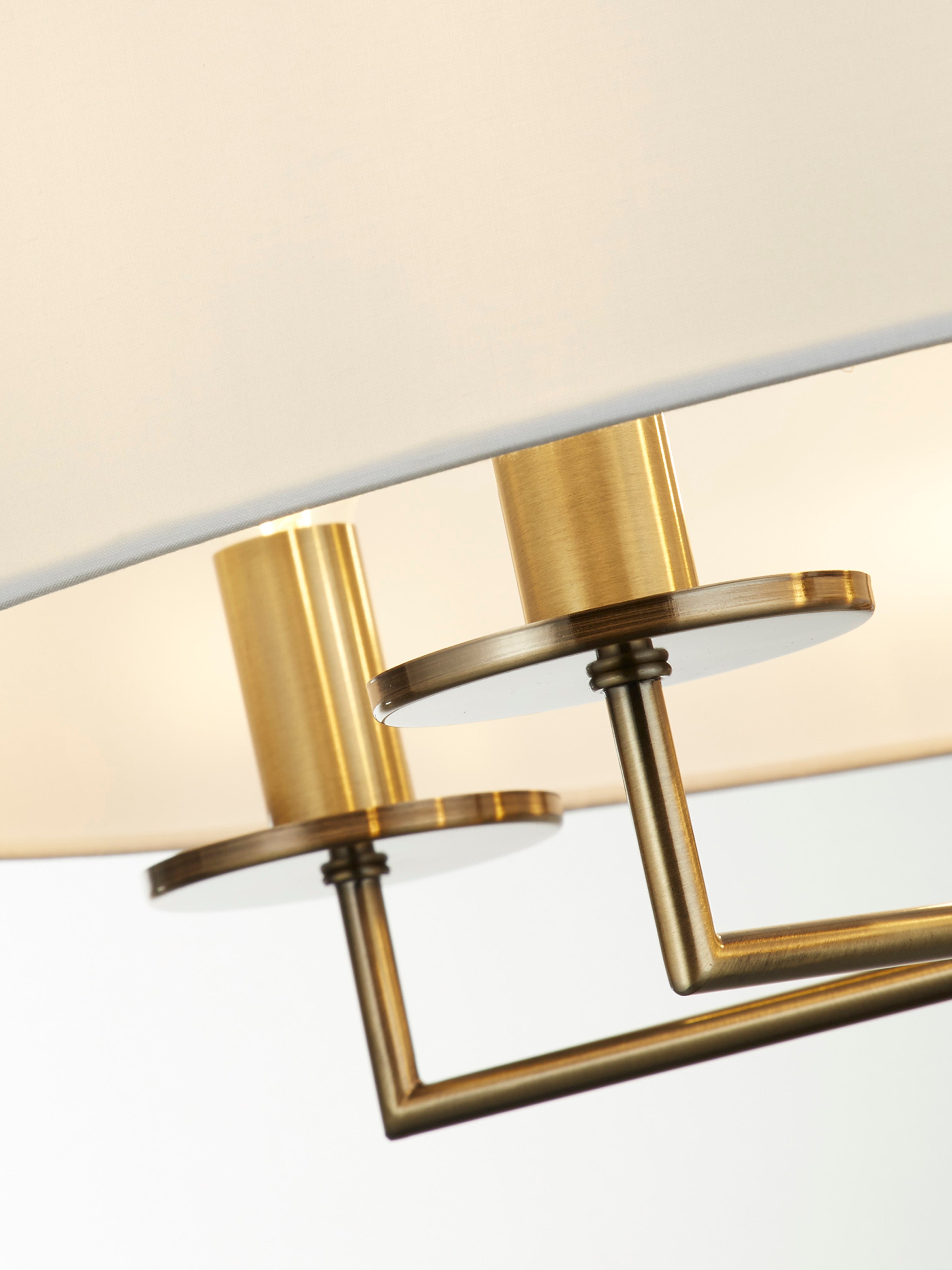 Searchlight Knightsbridge 5 Light Brass Pendant- White Linen Shade-warehouse-clearance-220526
