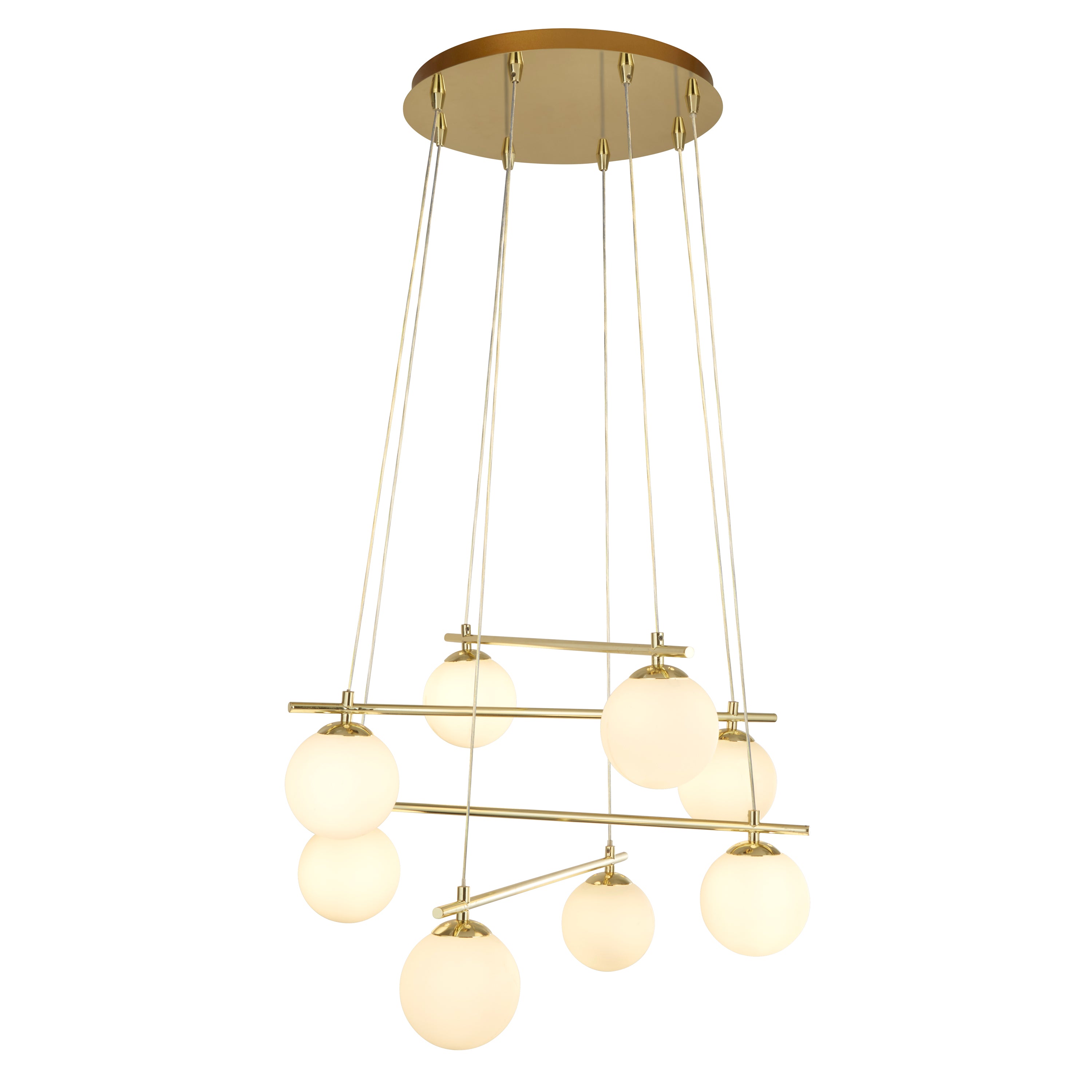 Searchlight Kris Cross Gold Pendal - Opal Glass Shades