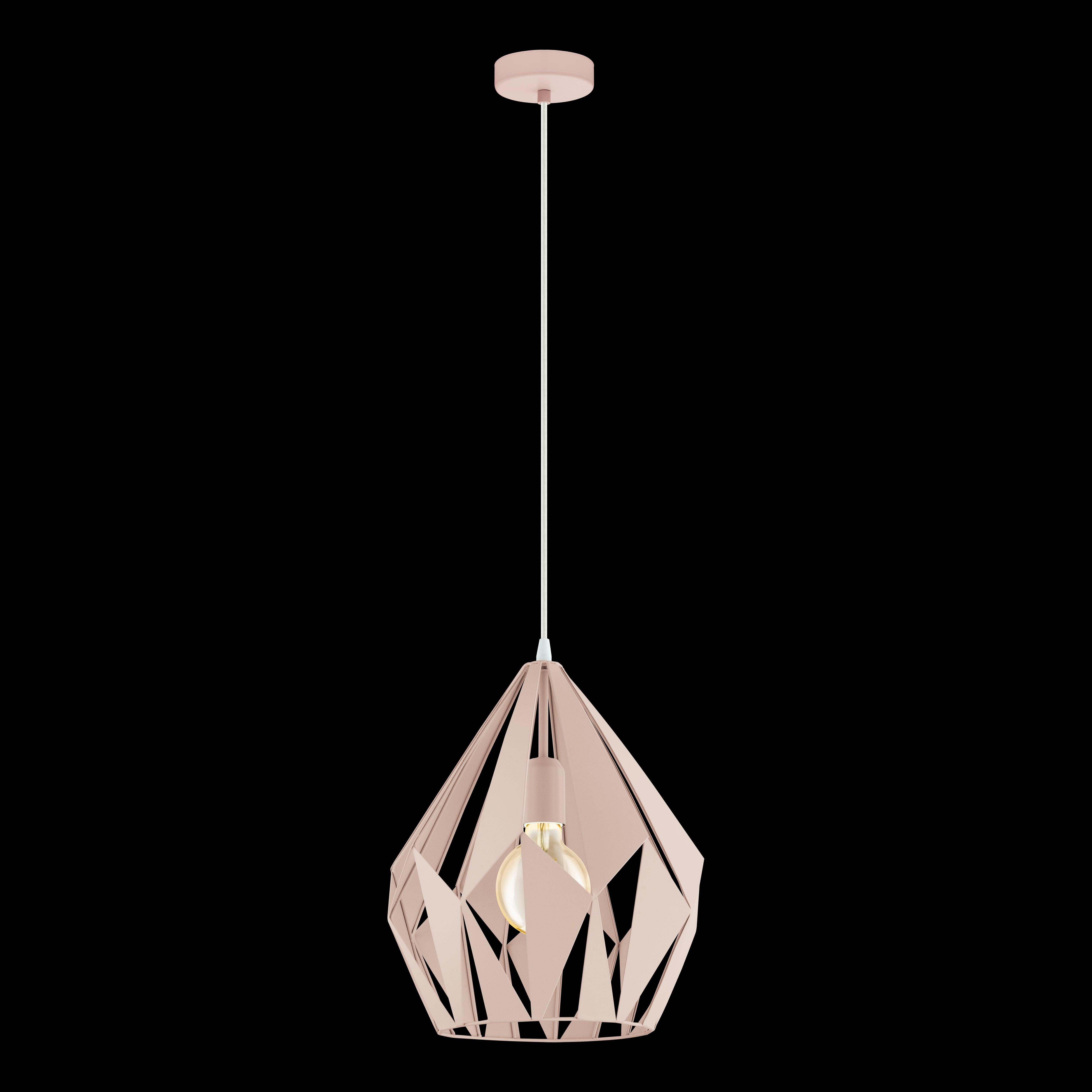 eglo carlton p diamond shaped apricot steel ceiling pendant living room close up