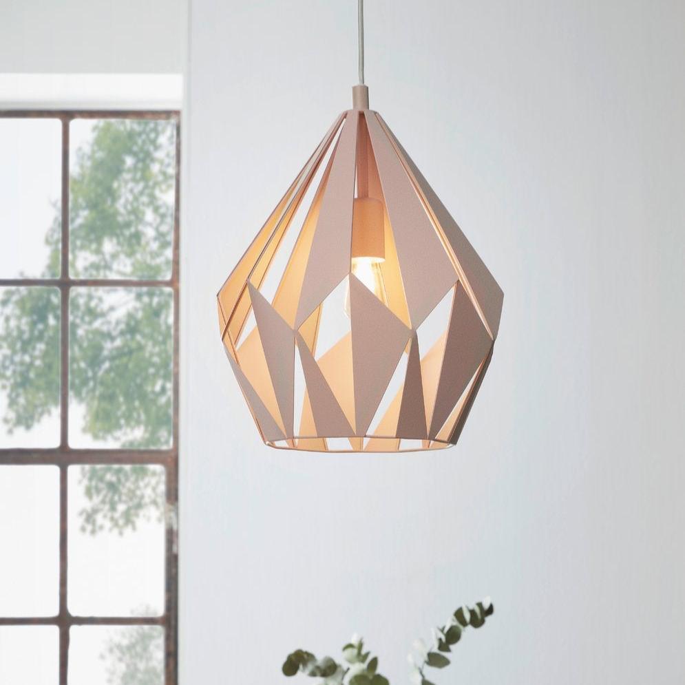 eglo carlton p diamond shaped apricot steel ceiling pendant living room image