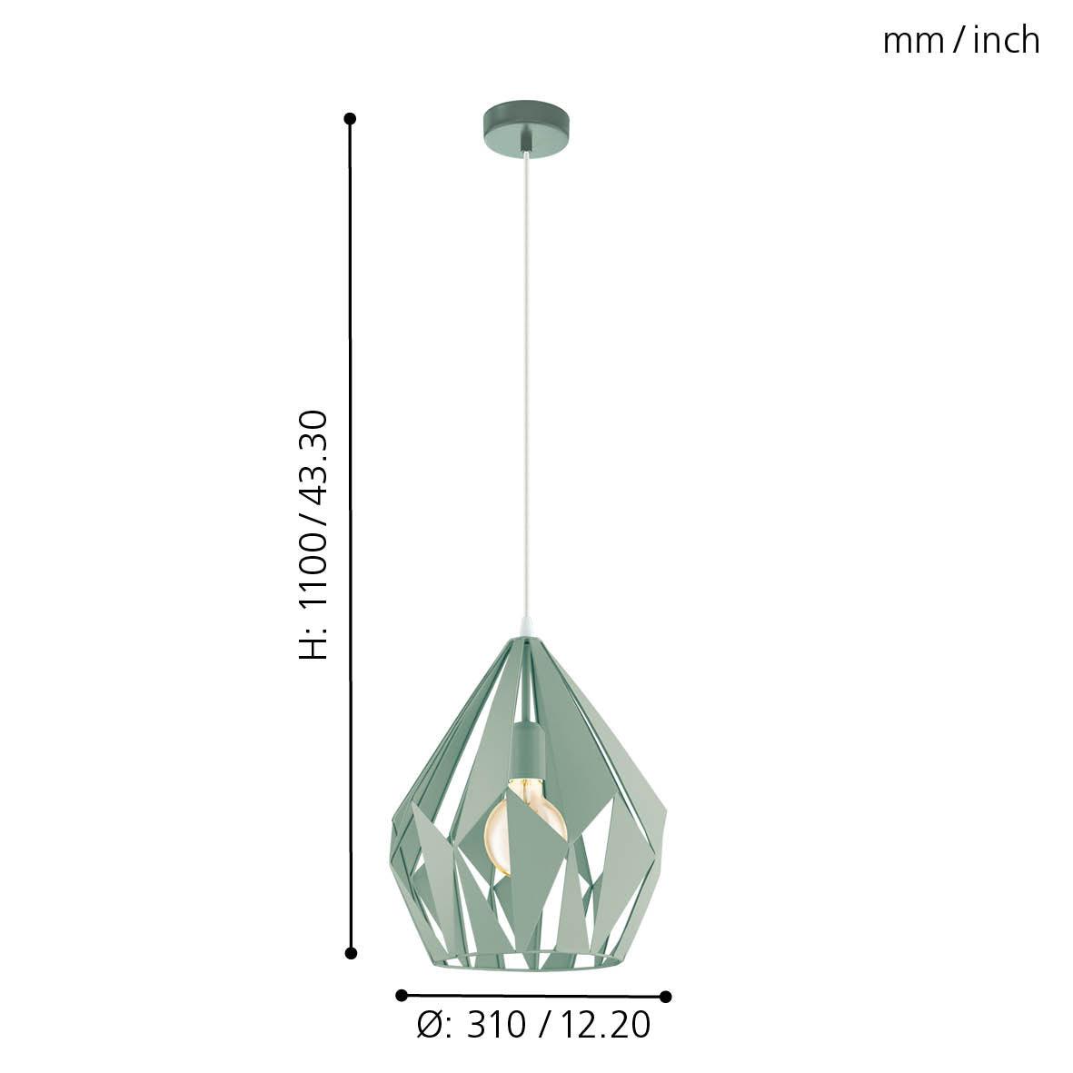 eglo carlton p diamond shaped mint steel ceiling pendant kitchen lighting