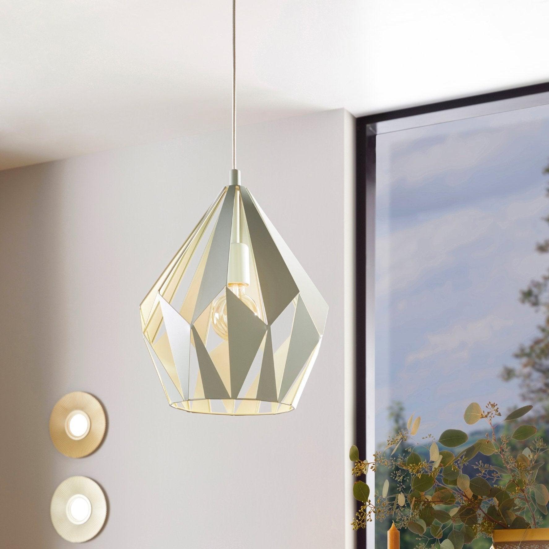 eglo carlton p diamond shaped mint steel ceiling pendant