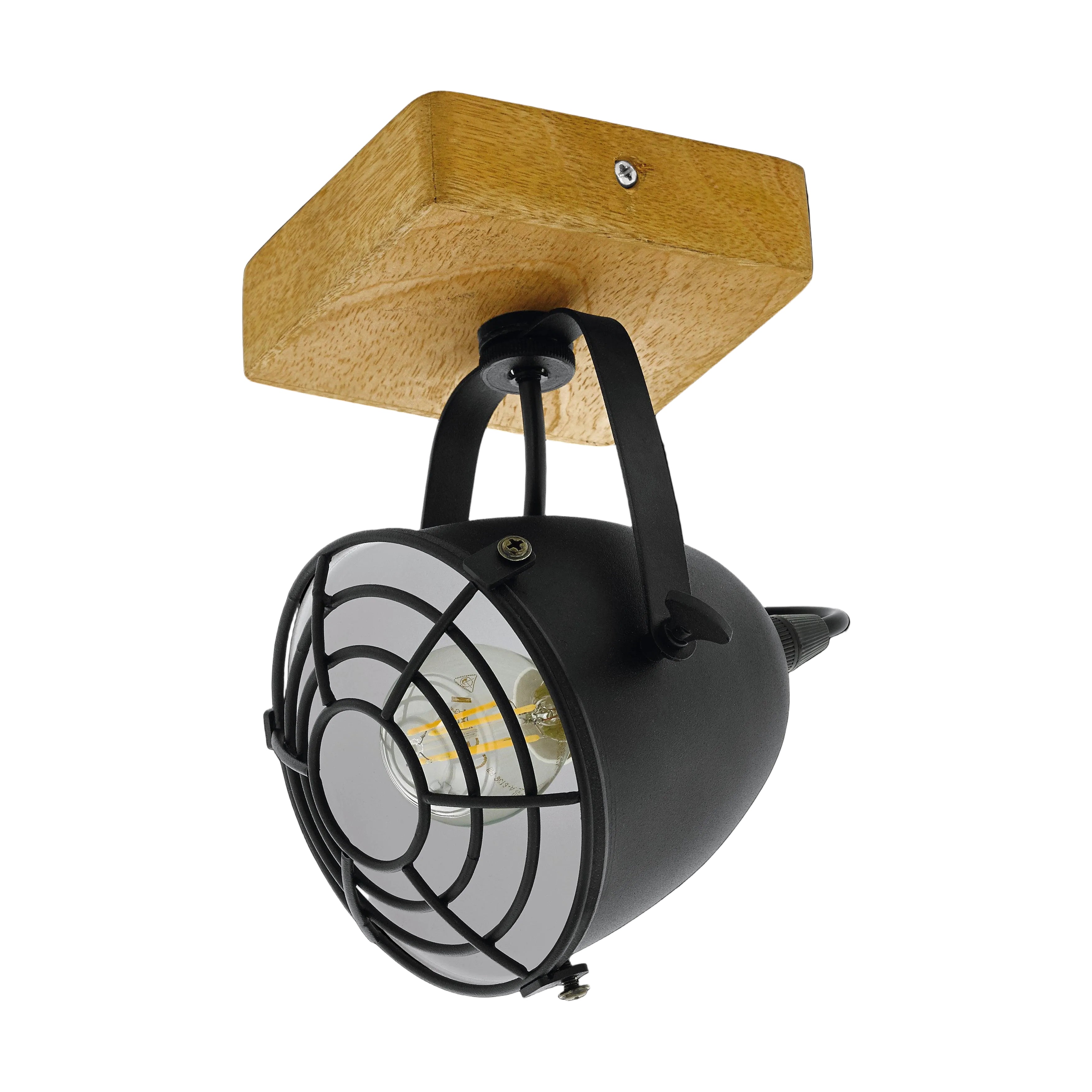 eglo gatebeck wood black wall spotlight