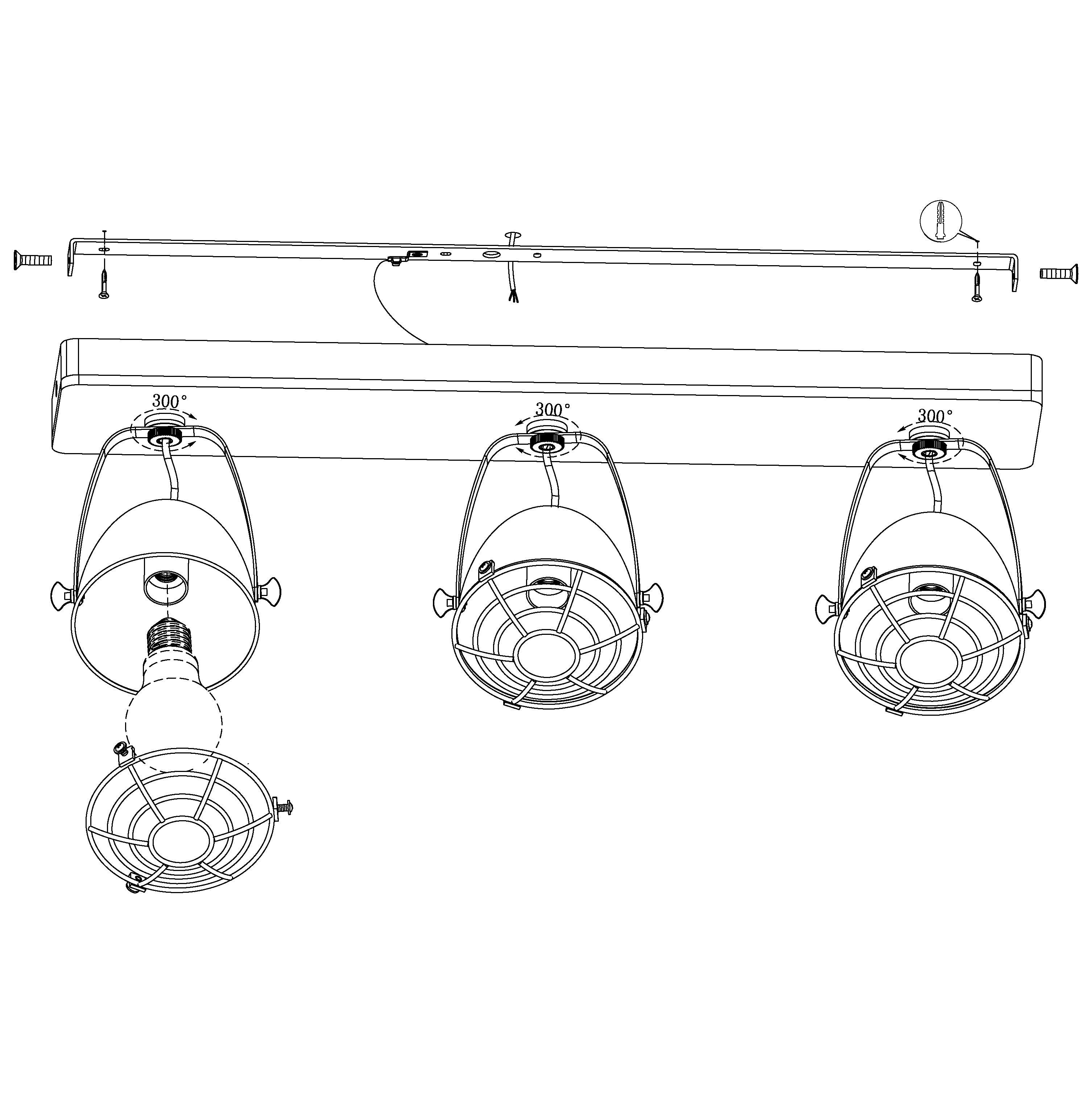 eglo gatebeck wood black 3 light bar spotlight living room close up