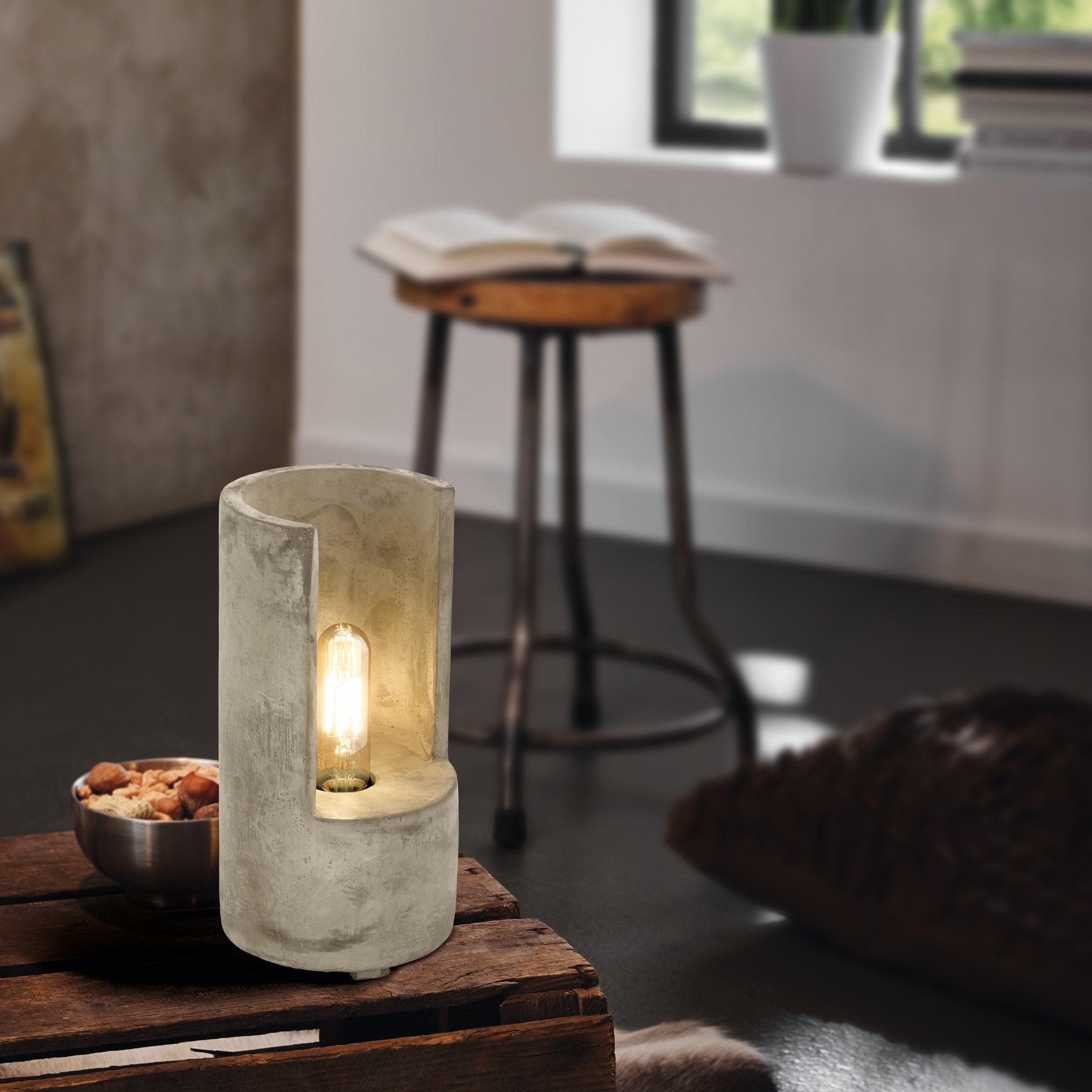 eglo lynton grey concrete table lamp
