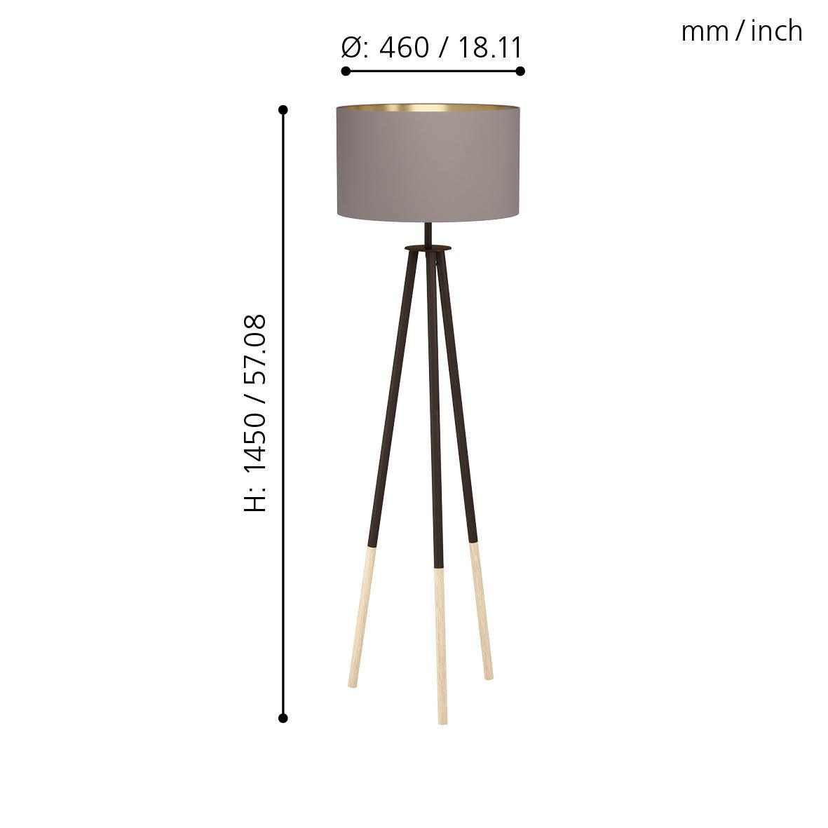 eglo bidford wood black tripod floor lamp brown fabric shade kitchen lighting