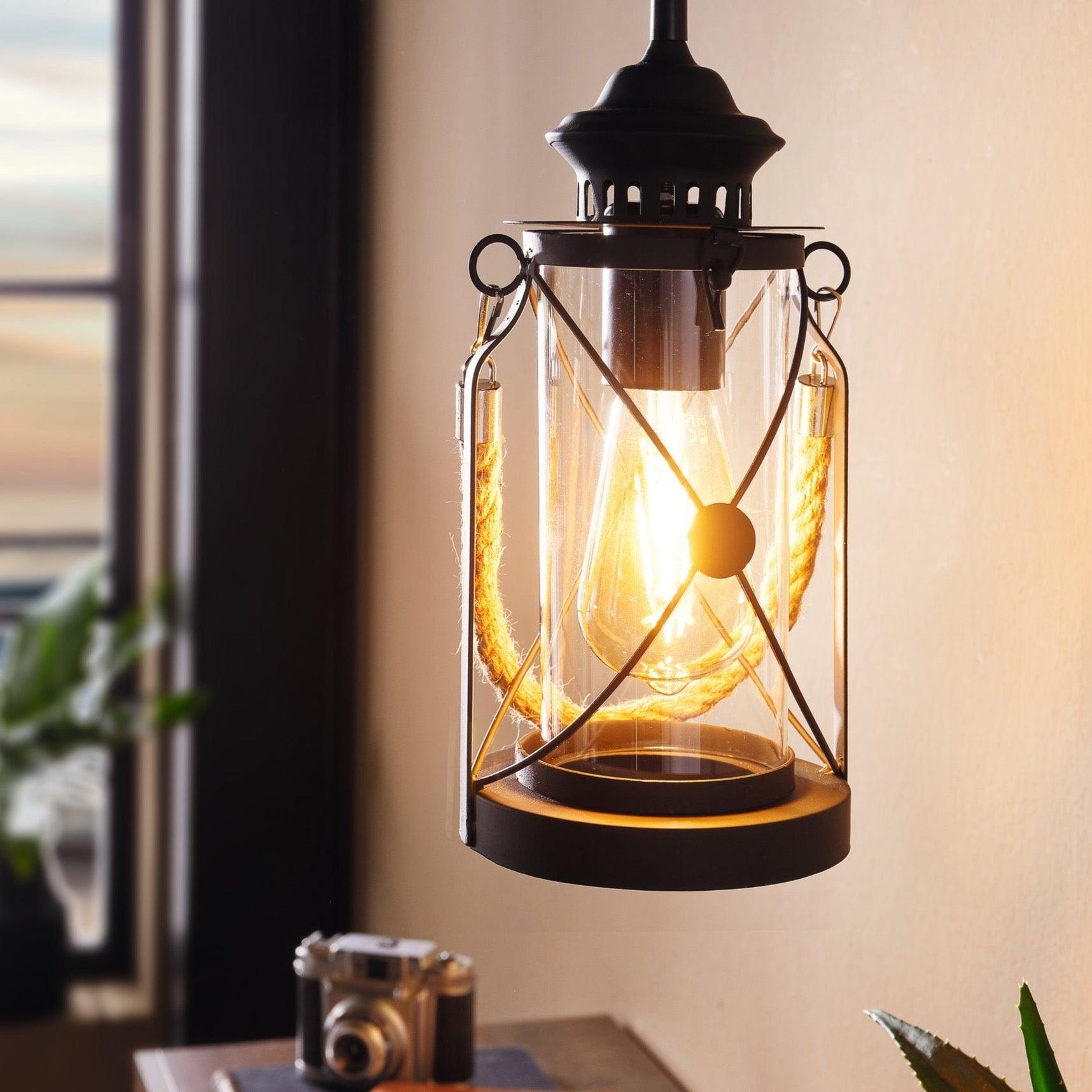 eglo bradford lantern style black ceiling pendant