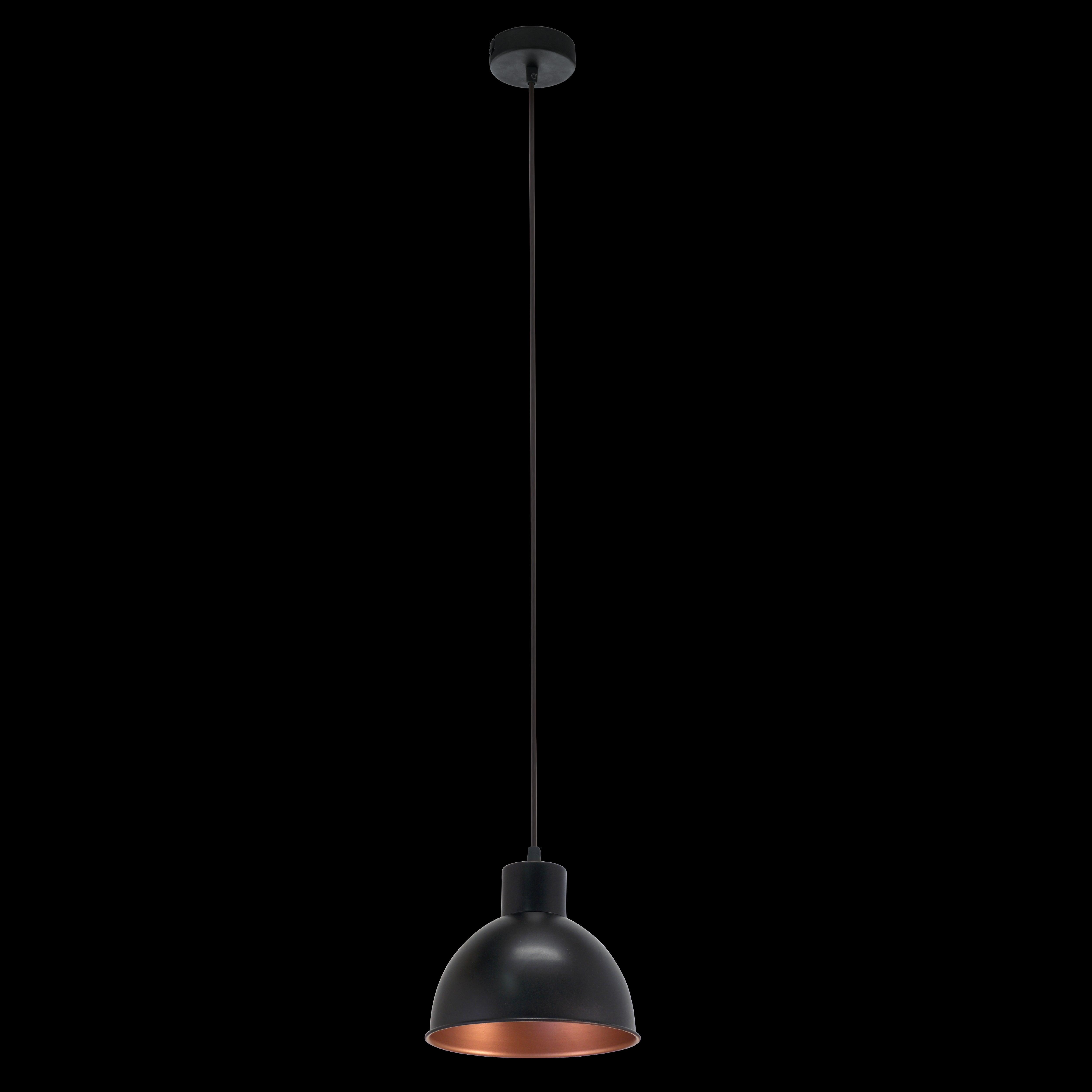 eglo truro 1 conical black copper ceiling pendant living room image