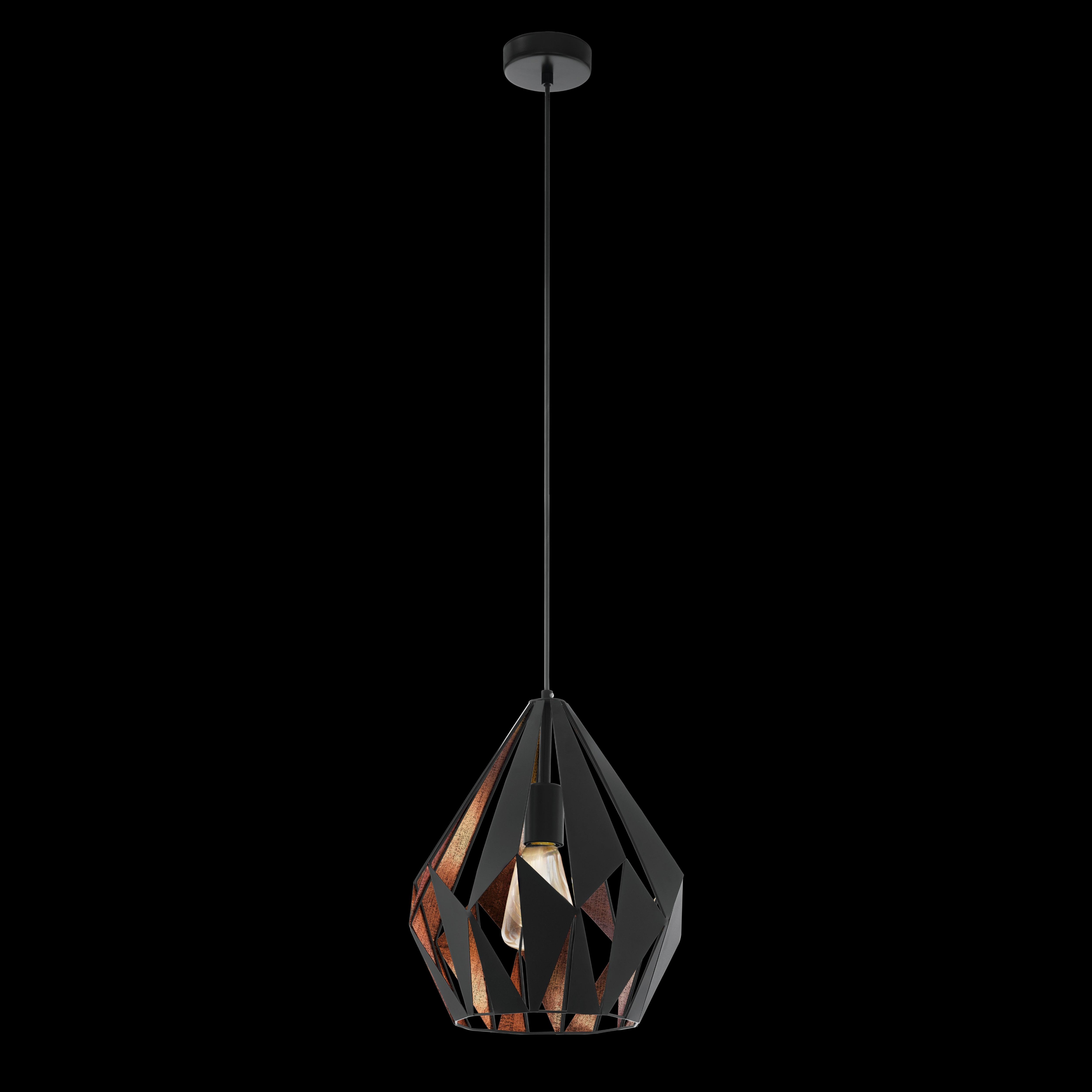 eglo carlton 1 black copper diamond shaped ceiling pendant living room image