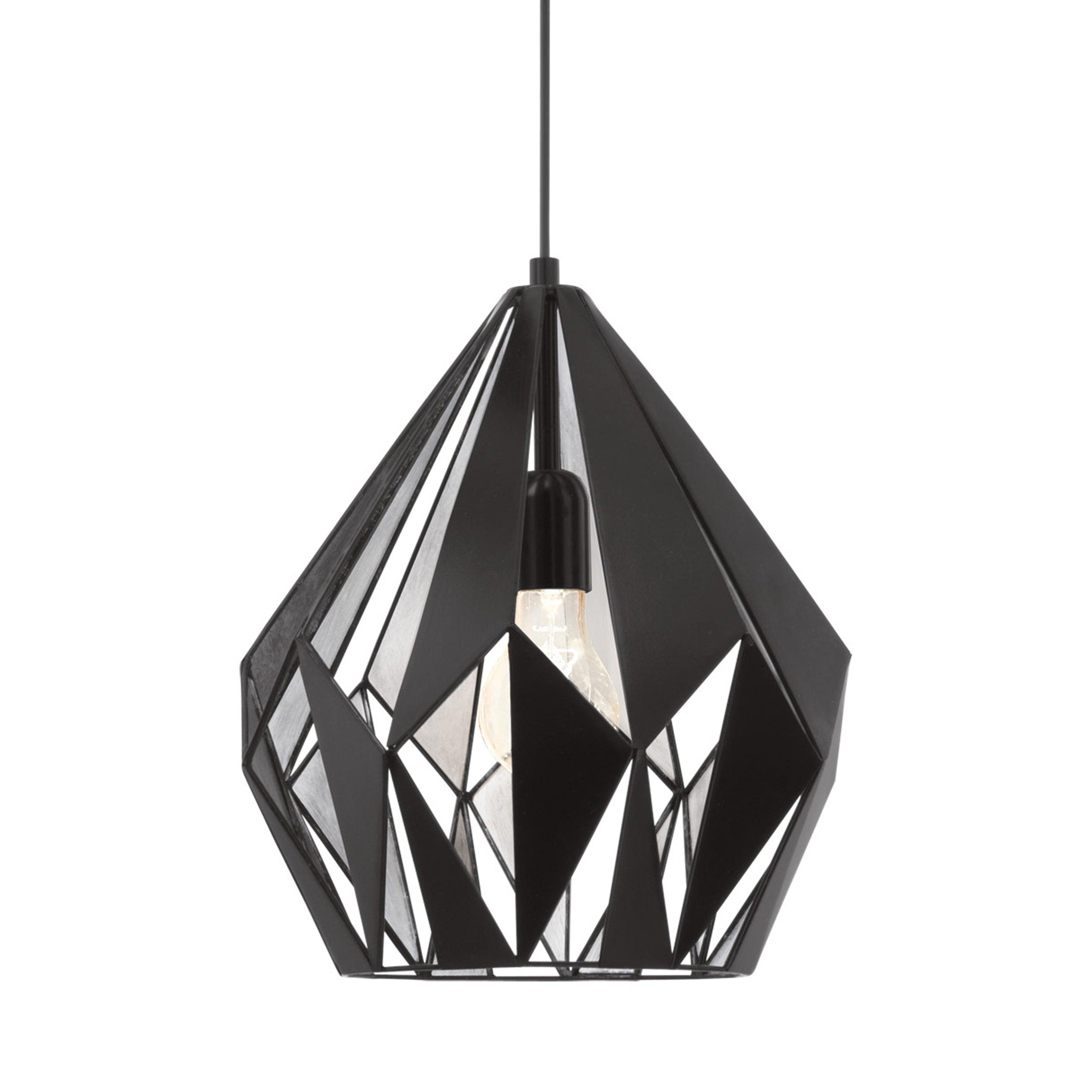 eglo carlton 1 black silver diamond shaped ceiling pendant Kitchen Lighting Close Up