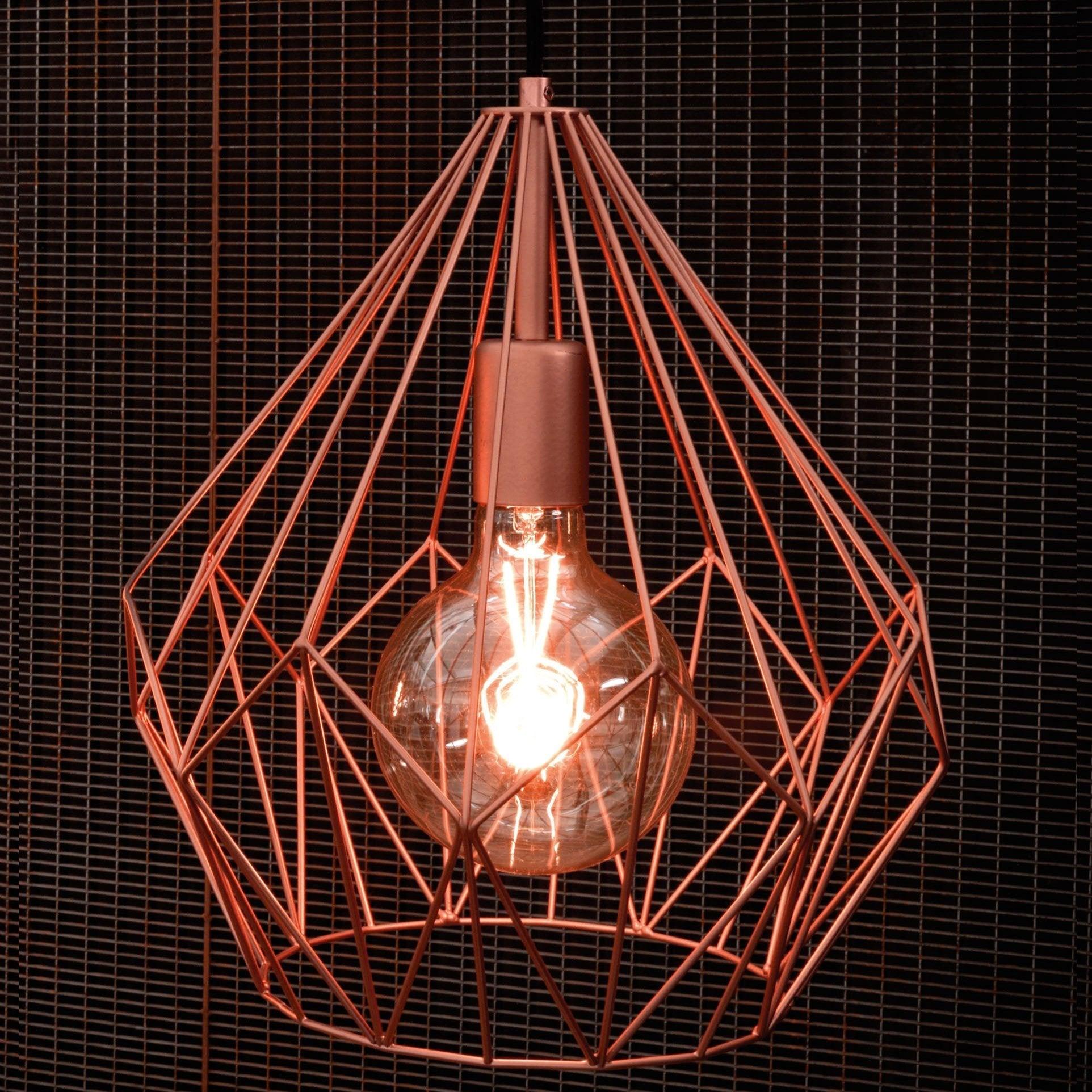 eglo carlton copper diamond shaped wire caged ceiling pendant kitchen lighting