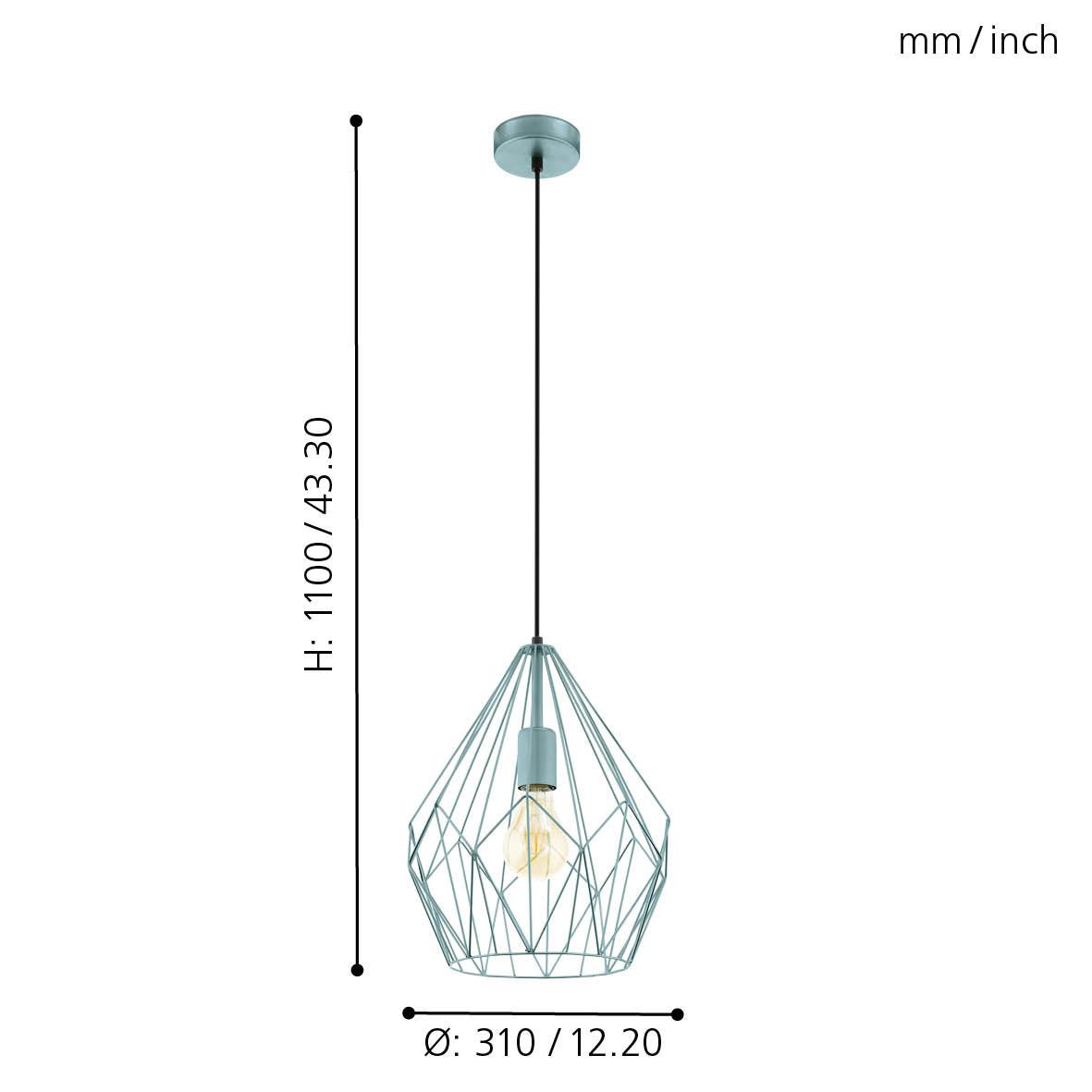 eglo carlton mint diamond shaped wire caged ceiling pendant kitchen lighting