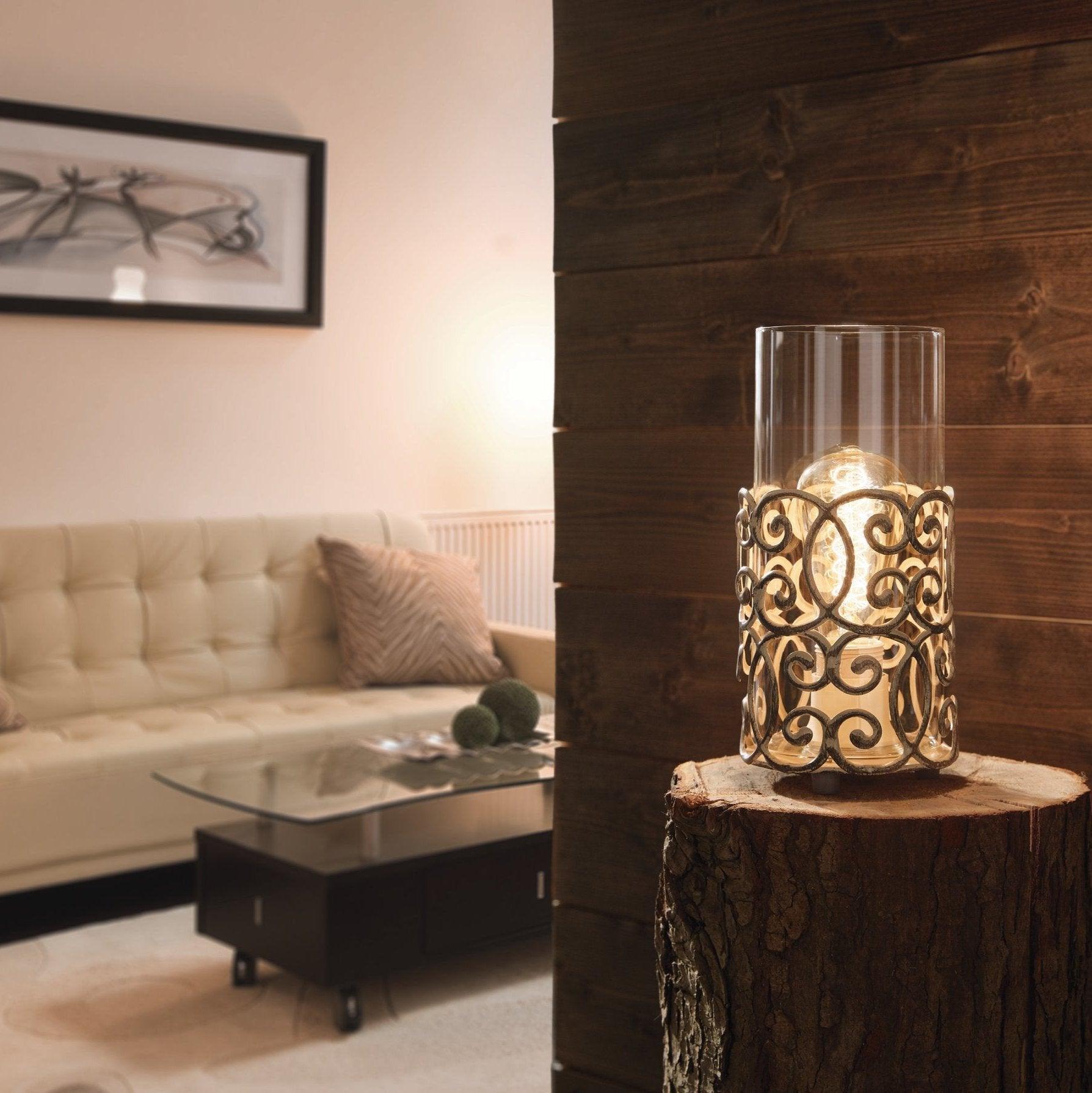 eglo cardigan clear glass brown metal table lamp living room image