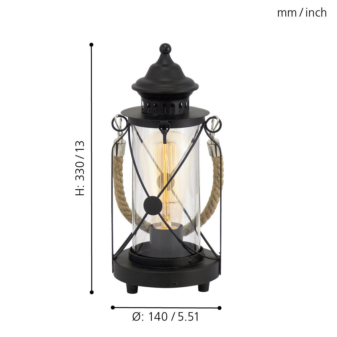 eglo bradford black lantern design table lamp kitchen lighting
