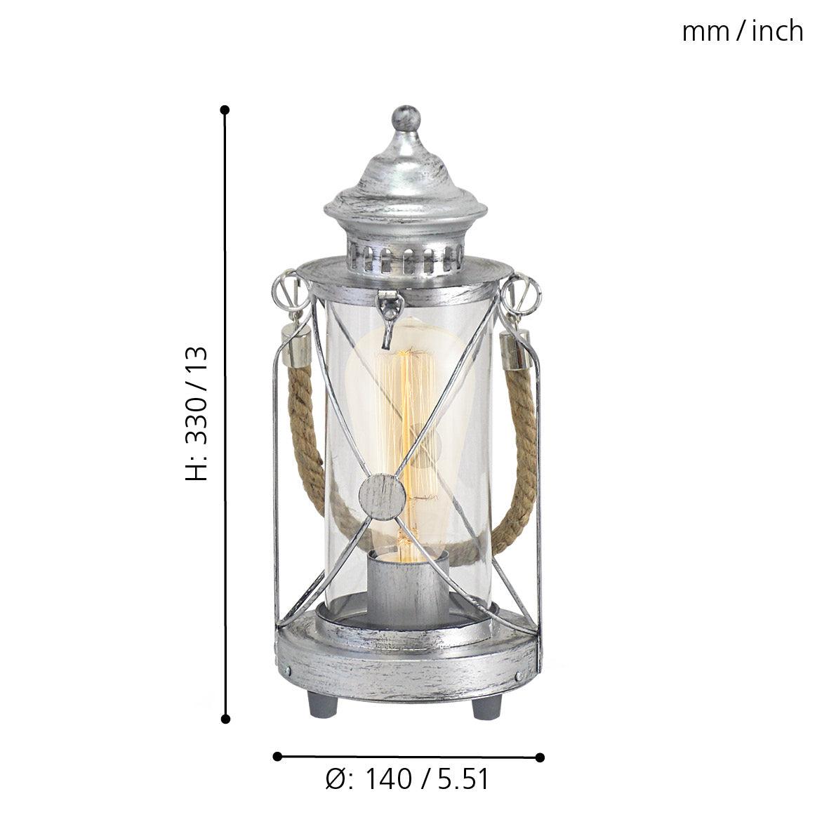 eglo bradford silver lantern design table lamp kitchen lighting