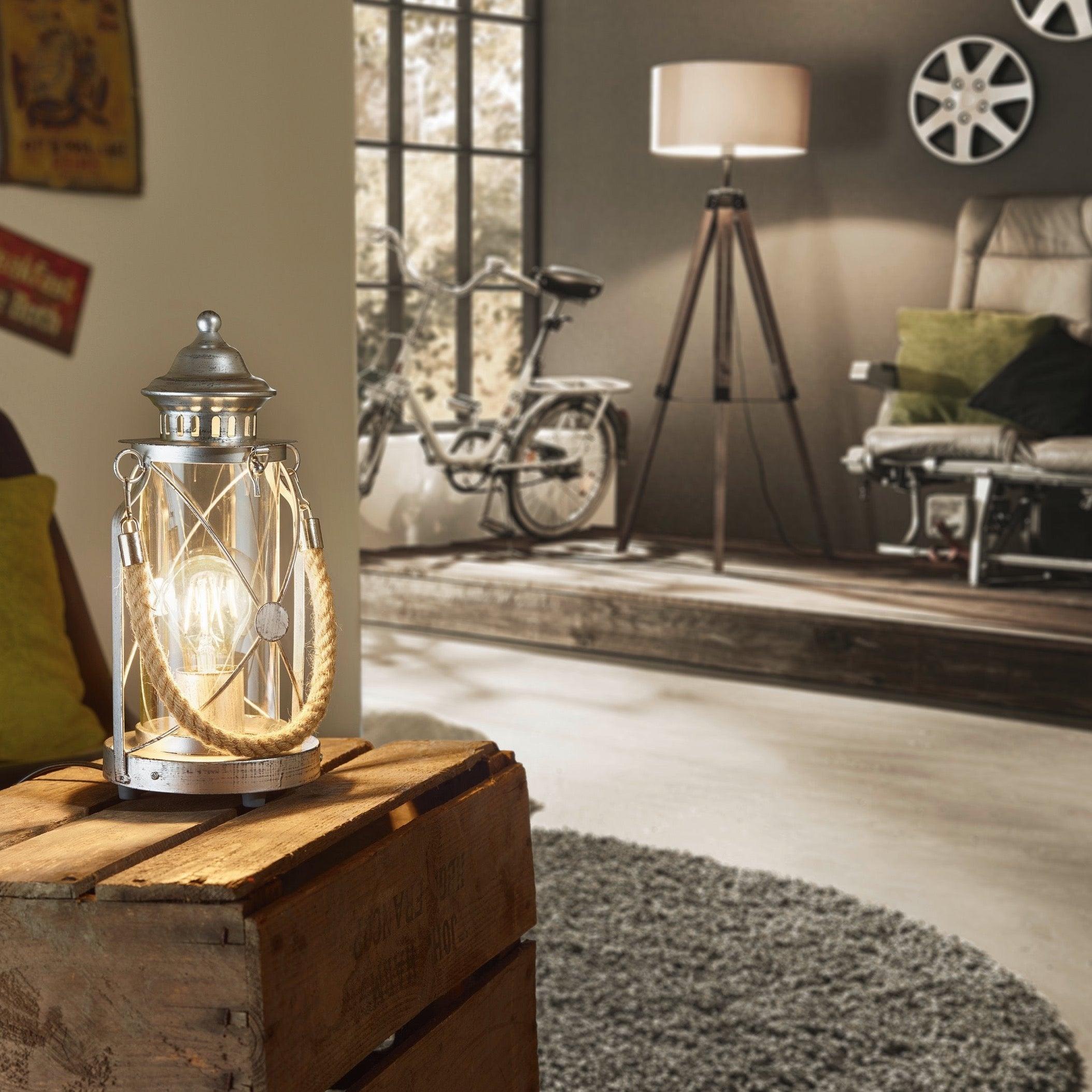 eglo bradford silver lantern design table lamp