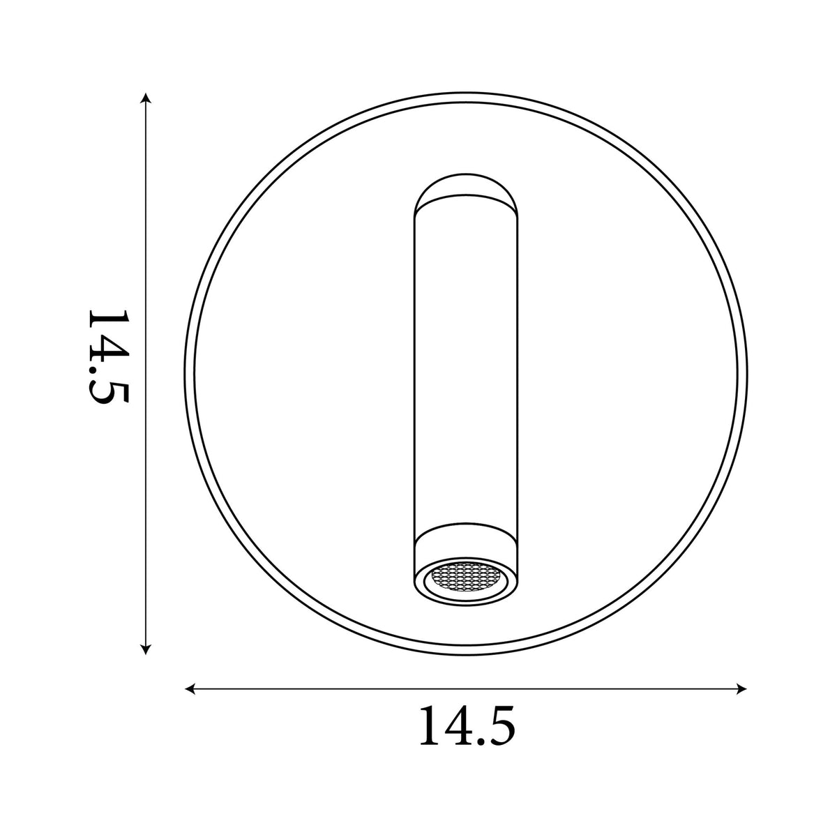 Dimension diagram of the Cher, Sand Black, Wall Light - Integrated LED with Switch with height and width in cm.
