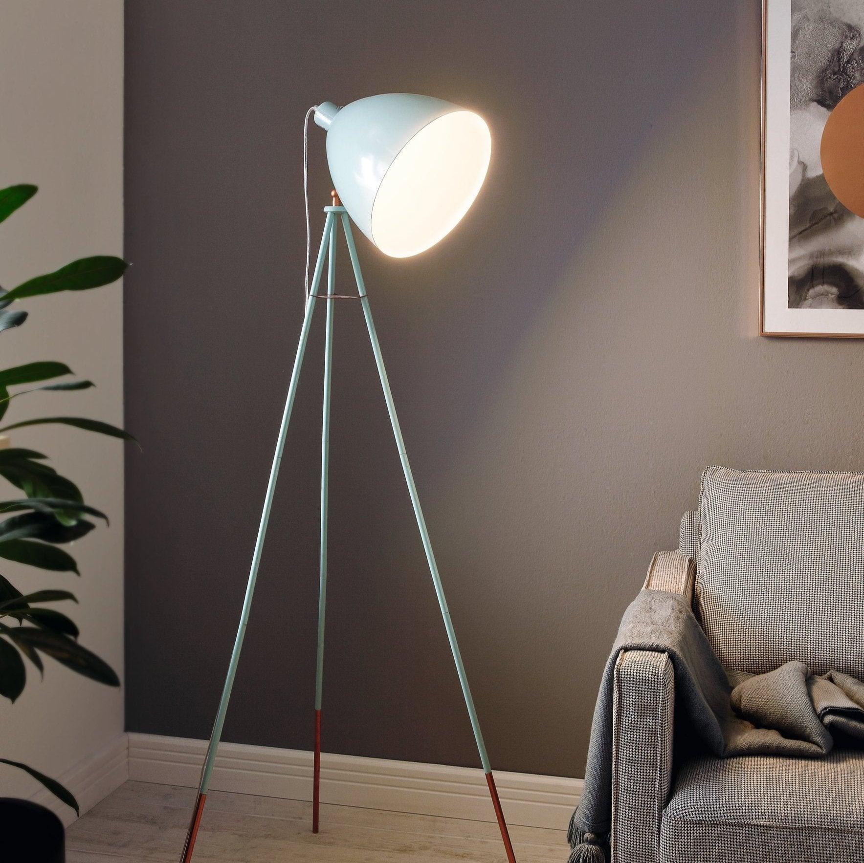 eglo dundee mint green copper tripod floor lamp