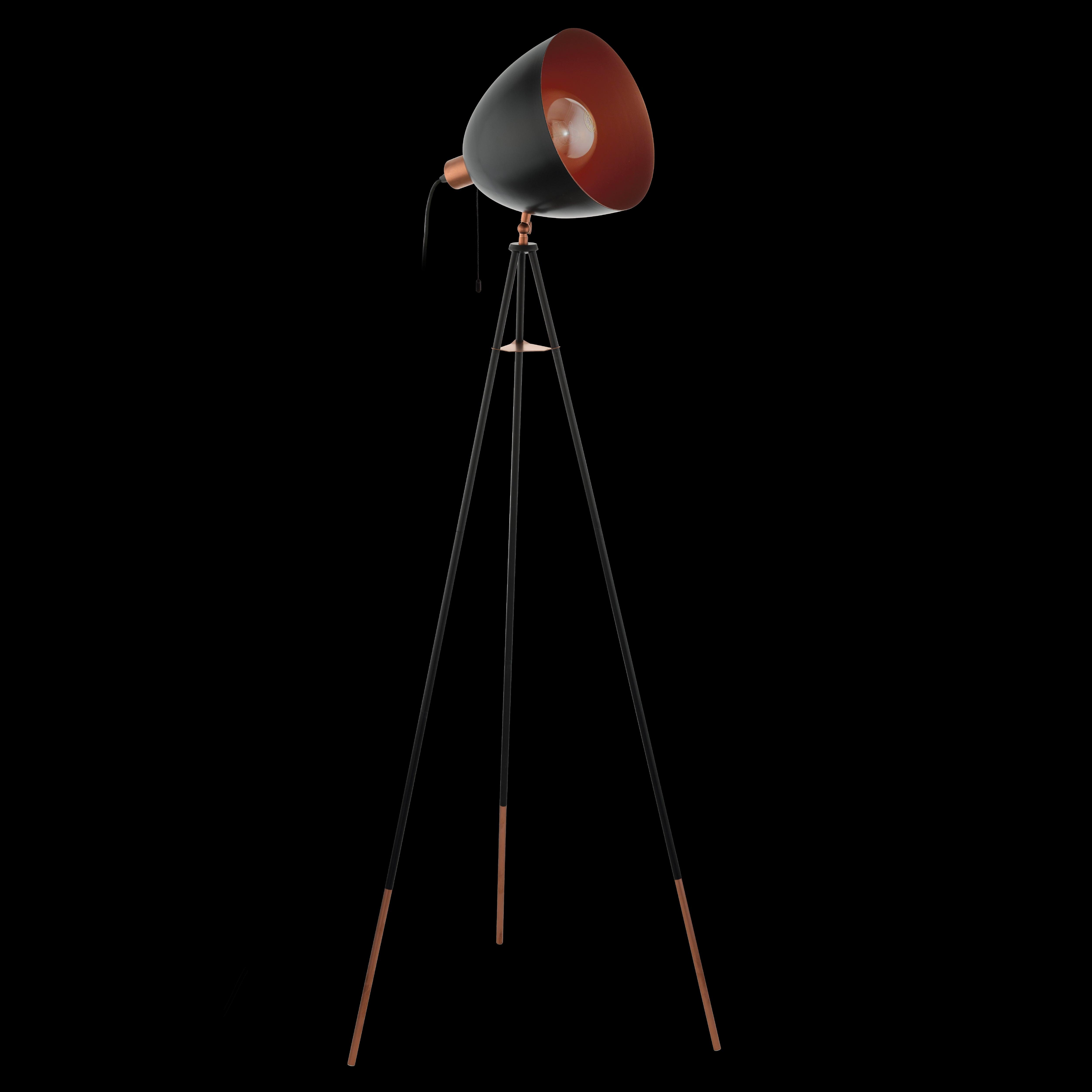 eglo chester black copper tripod floor lamp living room close up