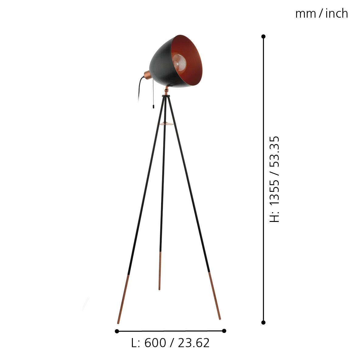 eglo chester black copper tripod floor lamp kitchen lighting