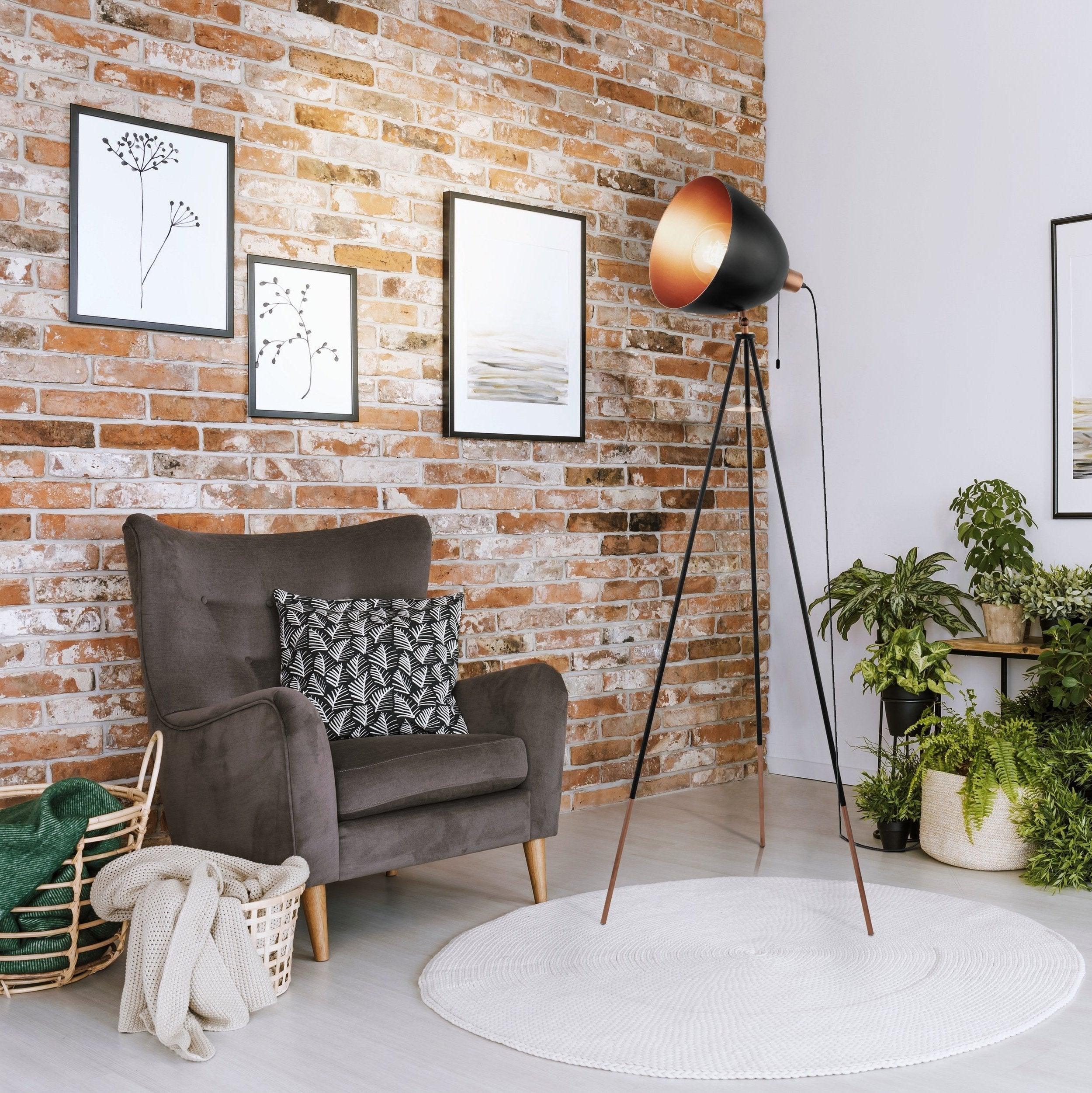 eglo chester black copper tripod floor lamp