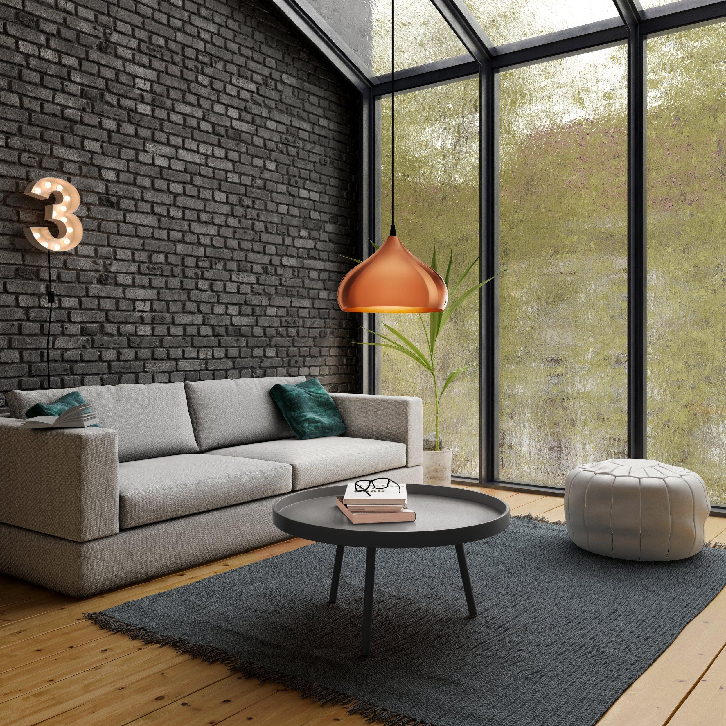 eglo hapton round copper metal ceiling pendant