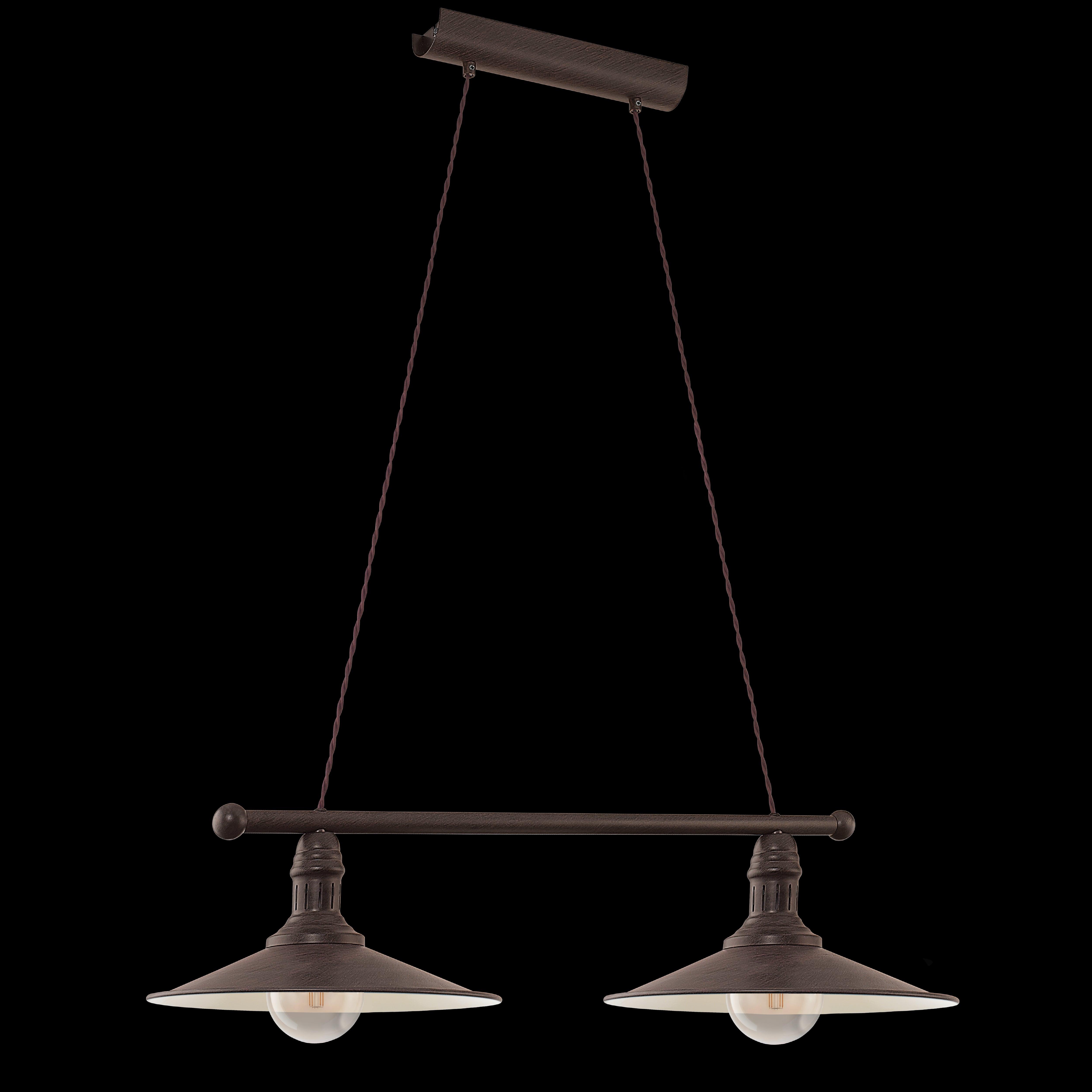 eglo stockbury 2 light conical brown metal ceiling pendant living room image