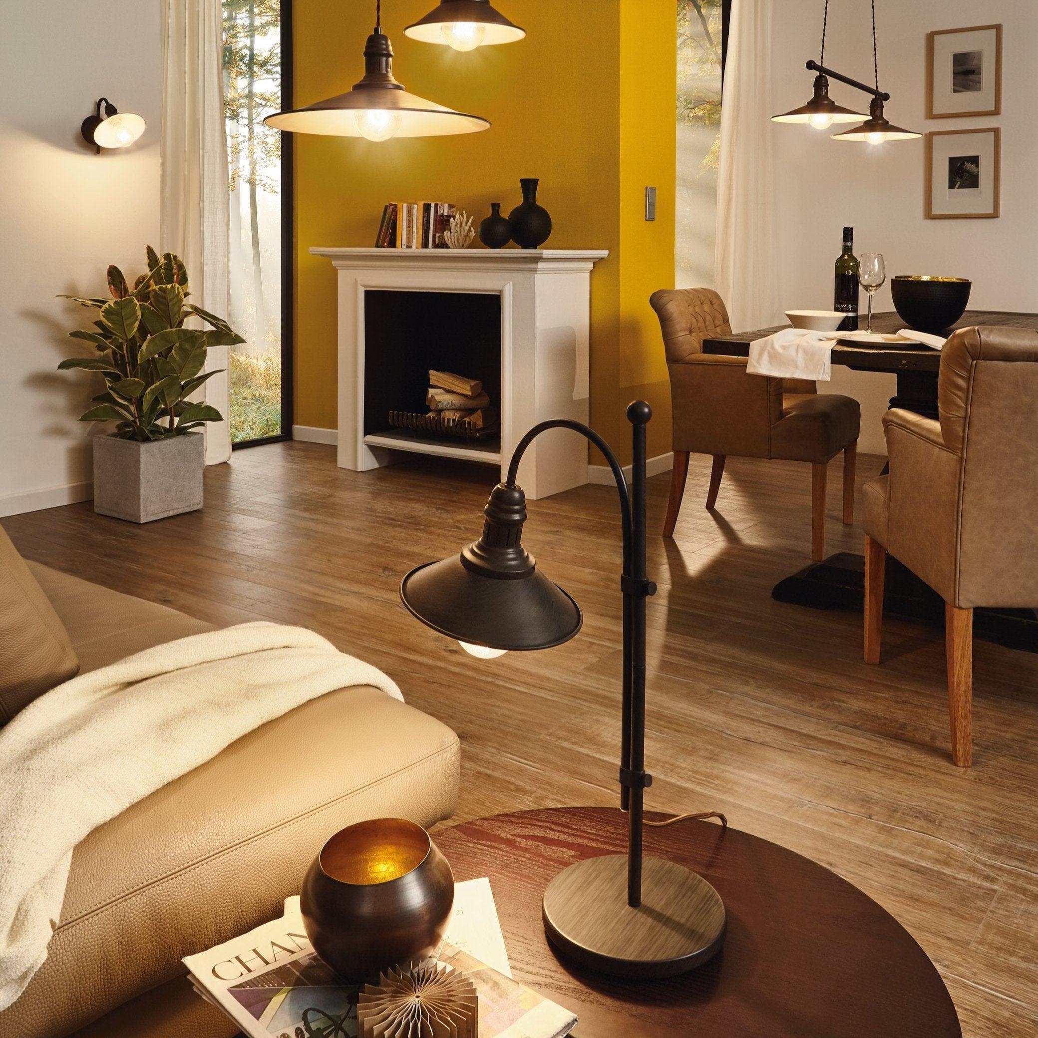 eglo stockbury antique brown wall light