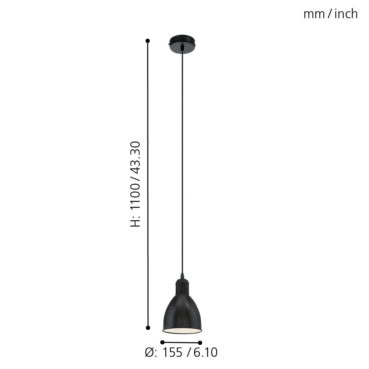 eglo priddy black round metal industrial ceiling pendant kitchen lighting