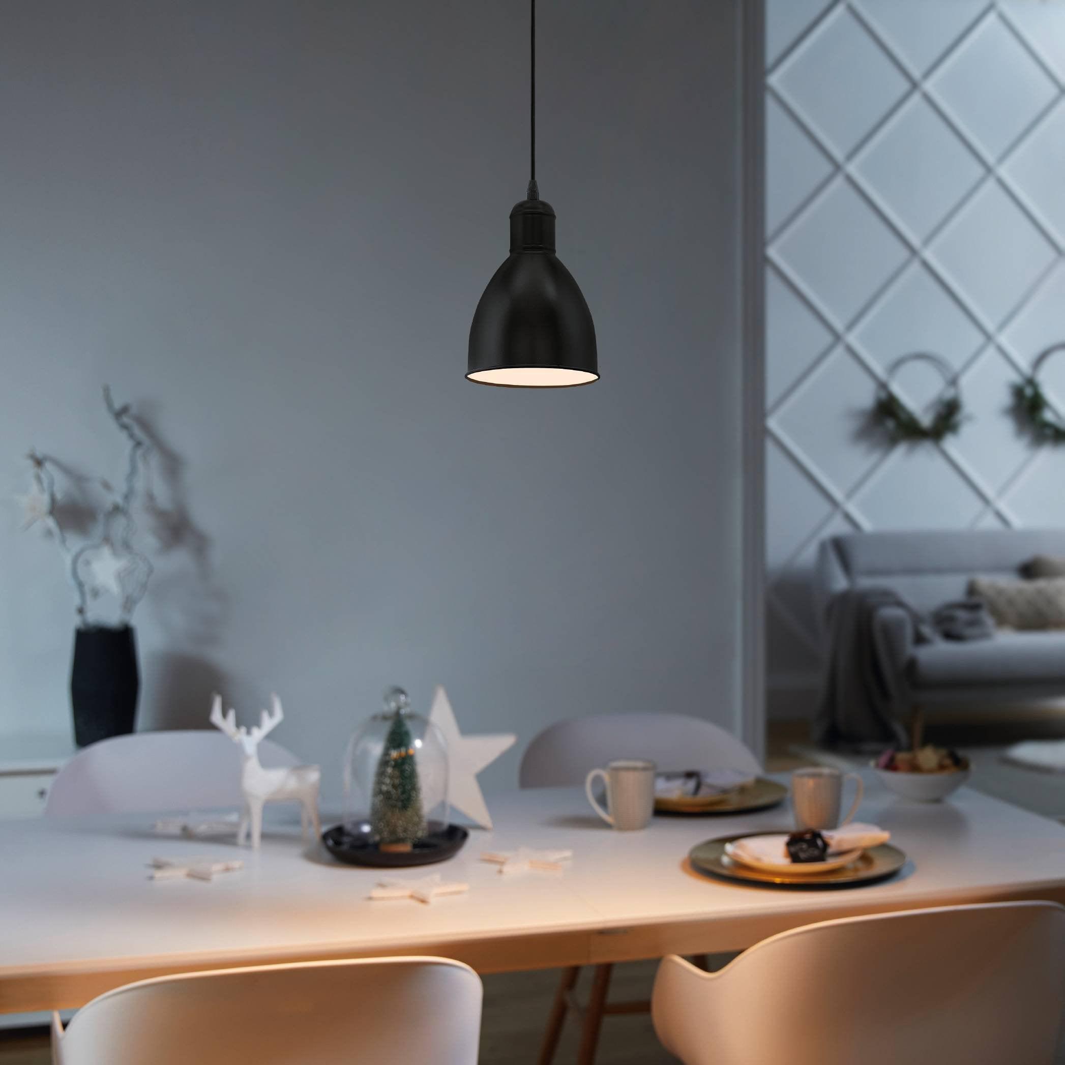 eglo priddy black round metal industrial ceiling pendant