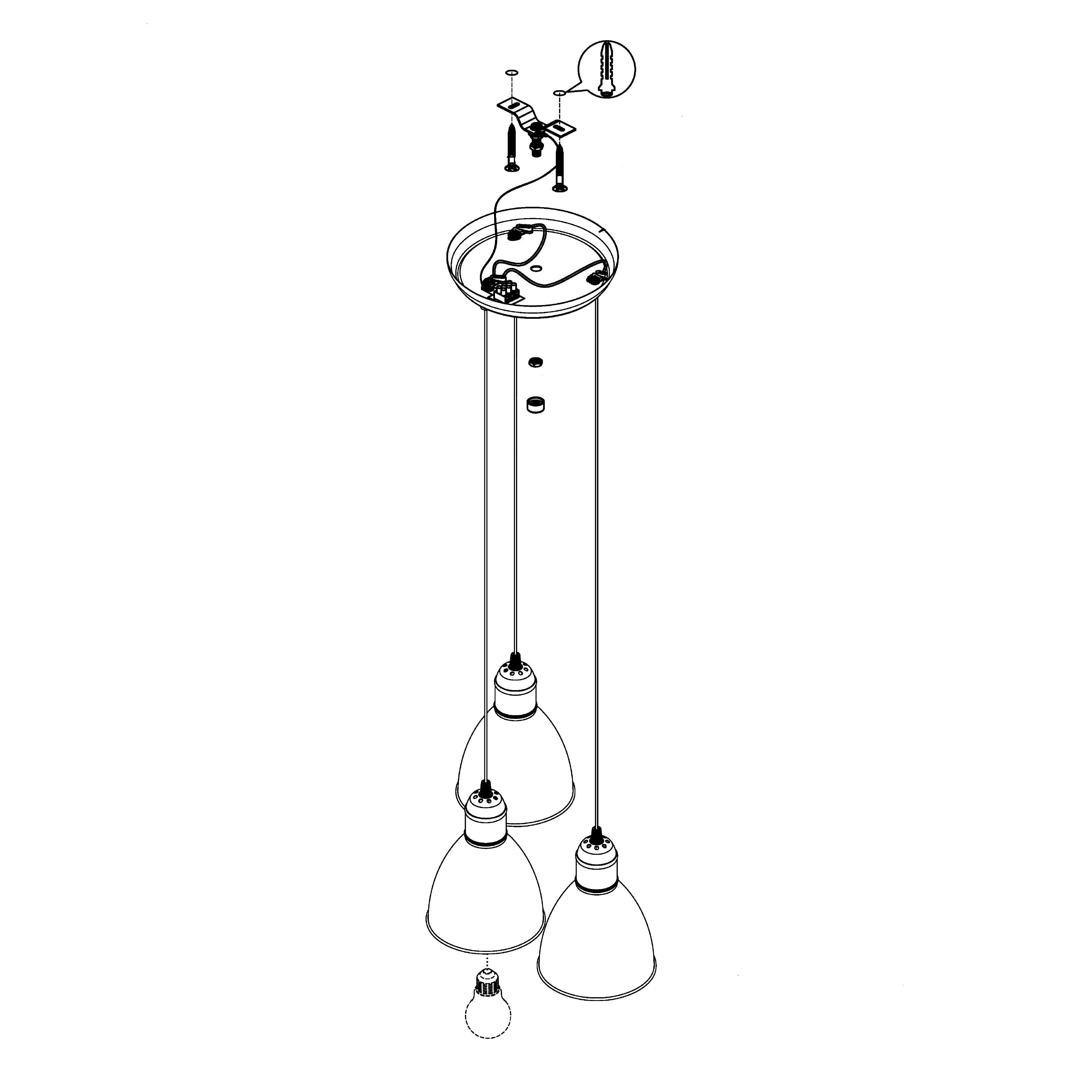 eglo priddy 3 light black metal industrial shaded ceiling pendant hallway lighting
