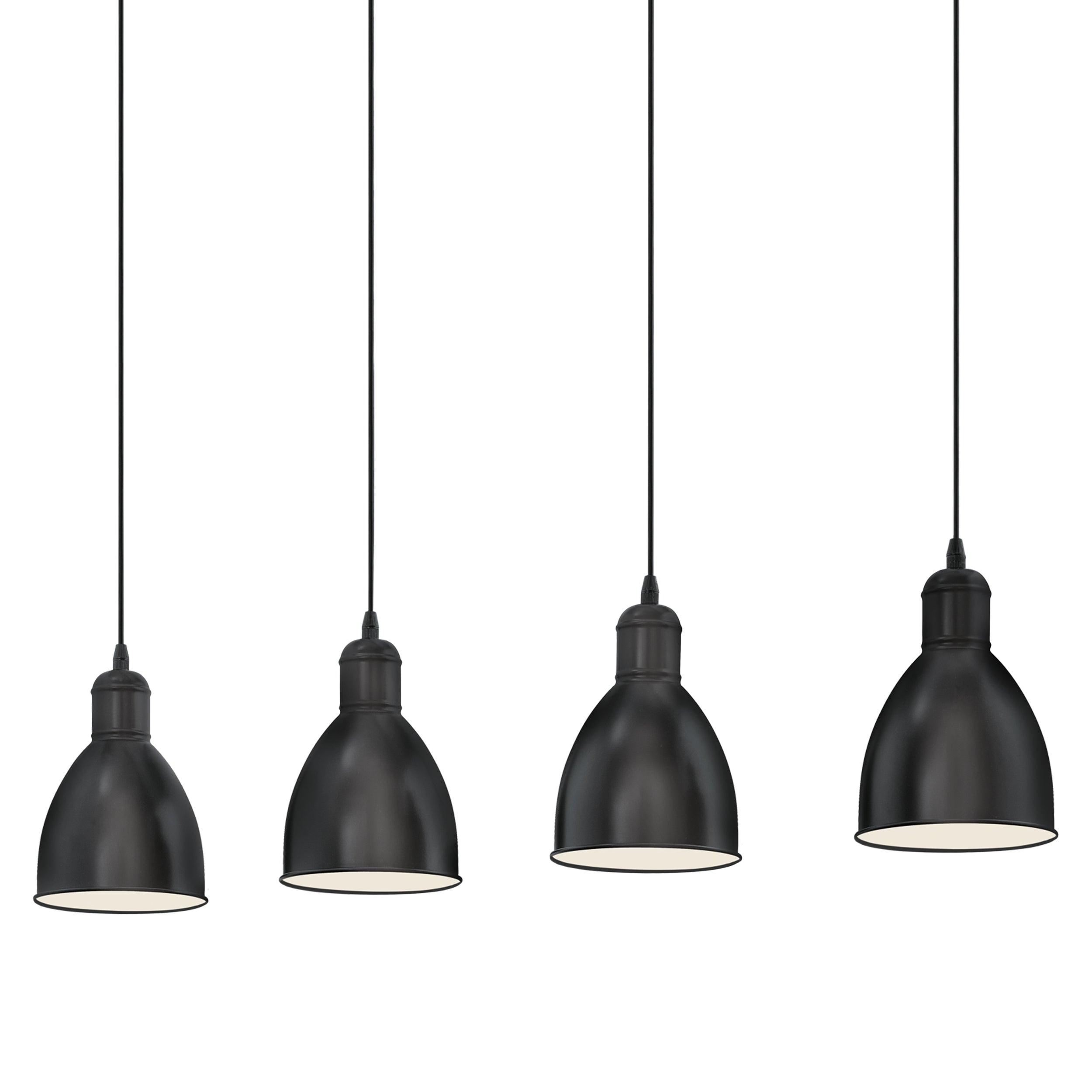 eglo priddy 4 light black metal industrial shaded ceiling pendant Kitchen Lighting Close Up