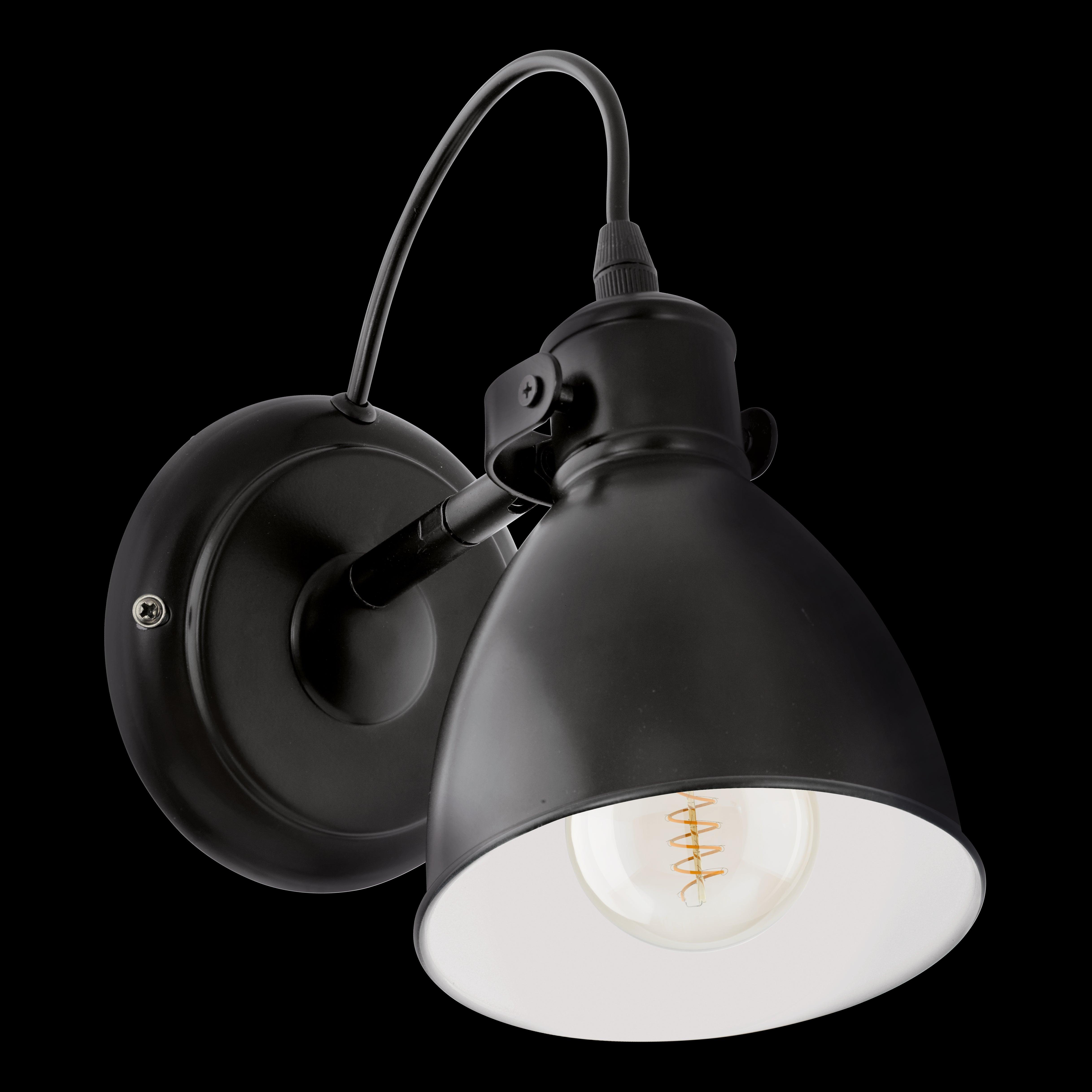 eglo priddy black adjustable spot wall light living room close up