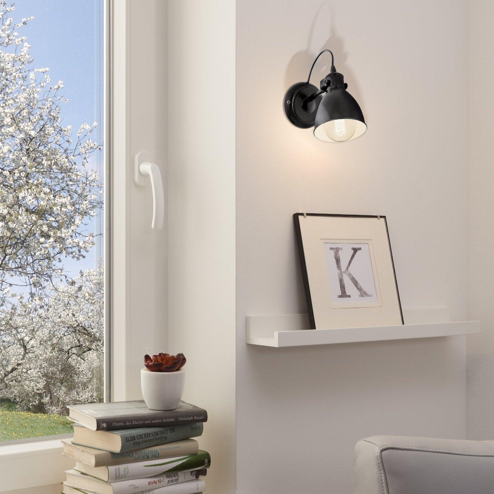 eglo priddy black adjustable spot wall light