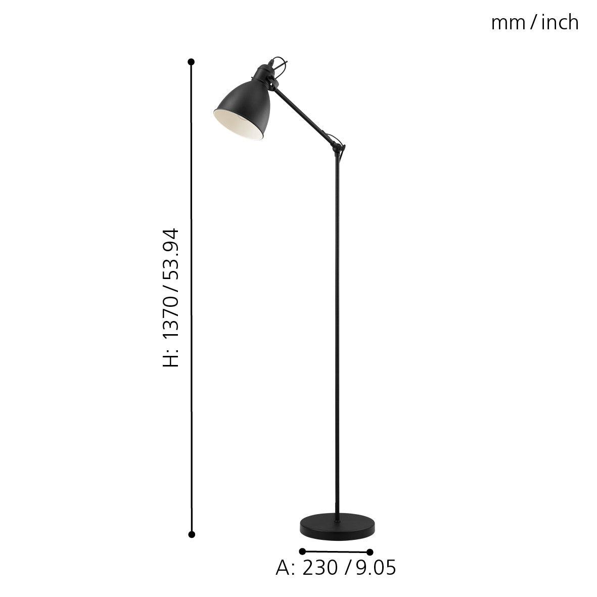eglo priddy black metal adjustable industrial style floor lamp kitchen lighting