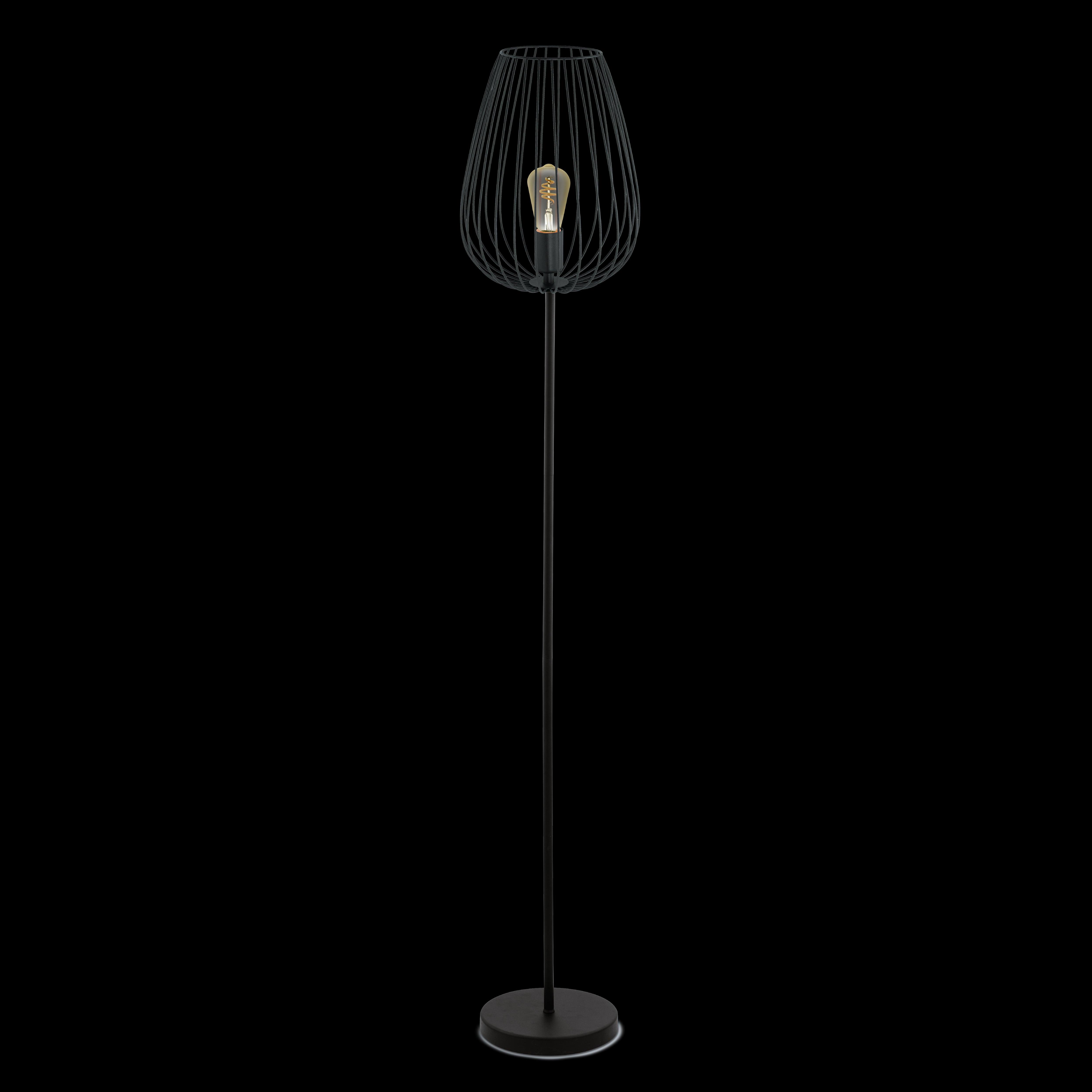 eglo newtown black floor lamp with wire lampshade living room image